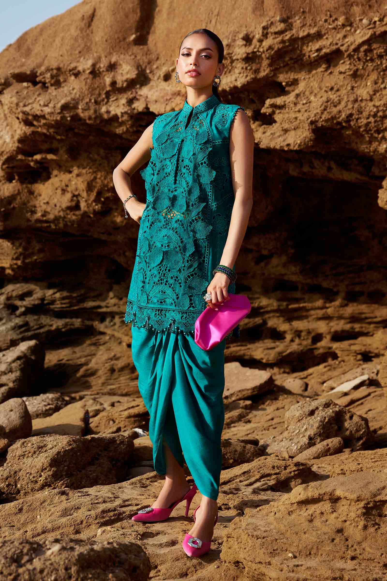 3 Piece Unstitched Embroidered Organza Lawn Suit | EID LAWN-25-05 - Silko Store