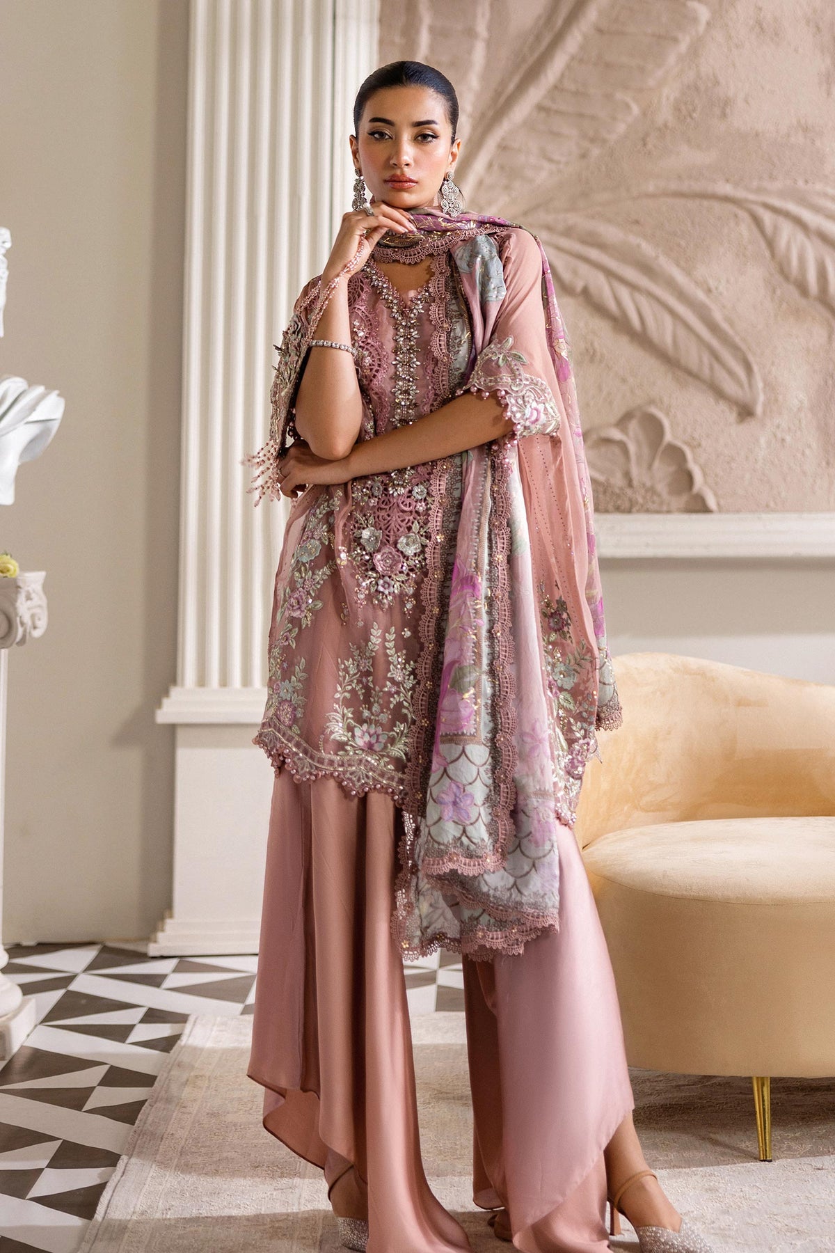 3 Piece Unstitched Embroidered Chiffon Suit | MPC-25-105 - My Store