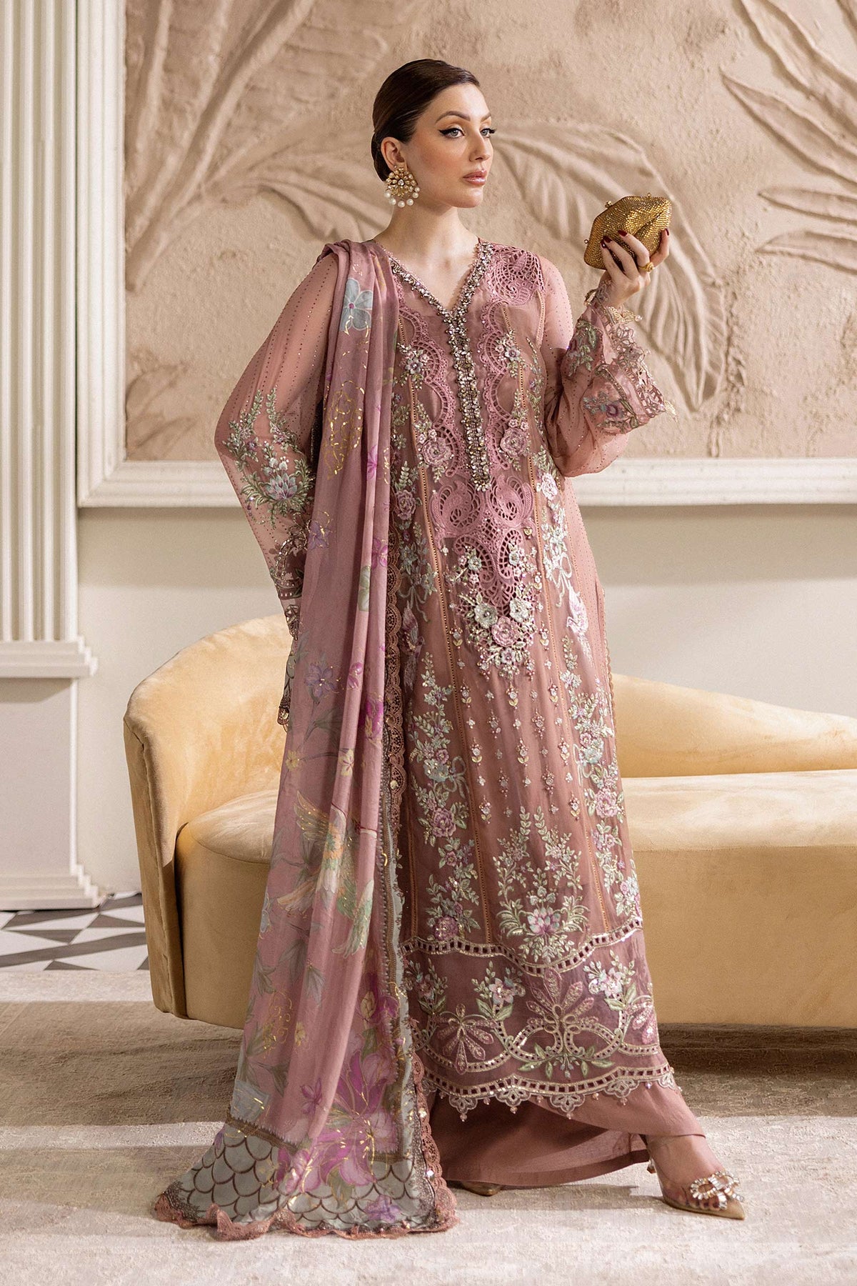 3 Piece Unstitched Embroidered Chiffon Suit | MPC-25-105 - My Store