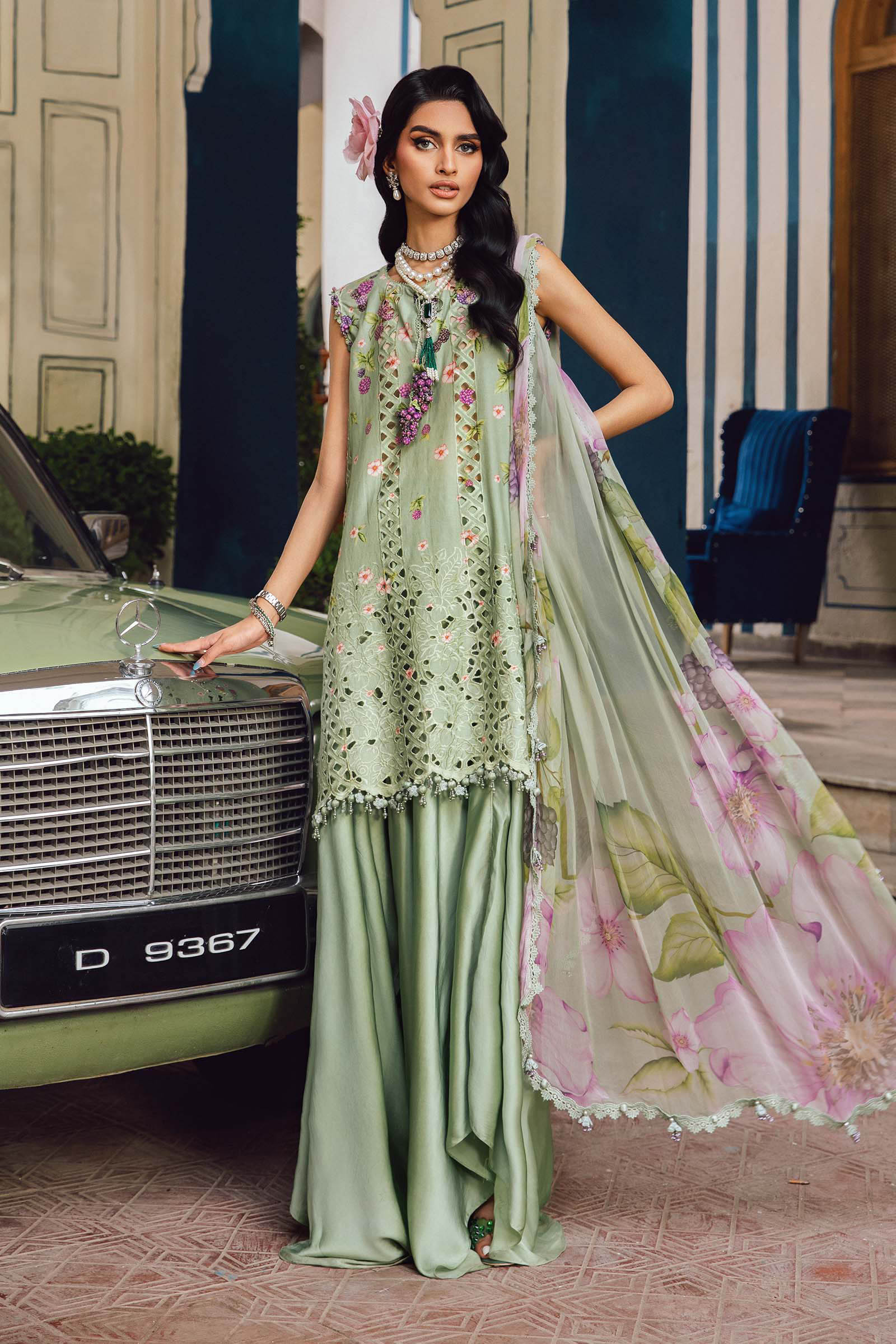 3 Piece Unstitched Embroidered Cambric Suit | MPT-2706-A - My Store