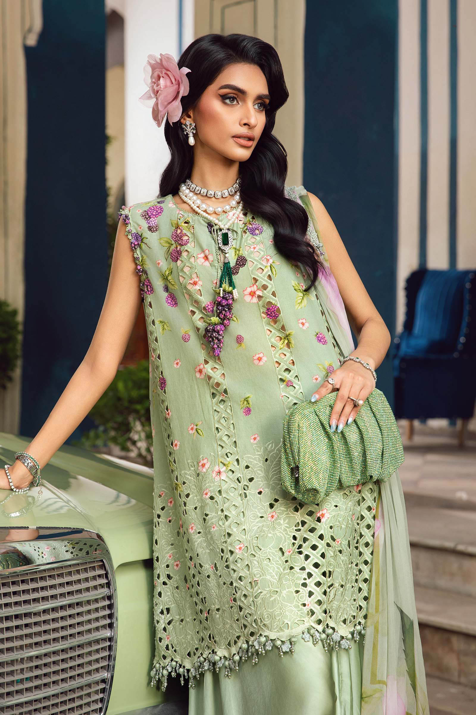 3 Piece Unstitched Embroidered Cambric Suit | MPT-2706-A - My Store