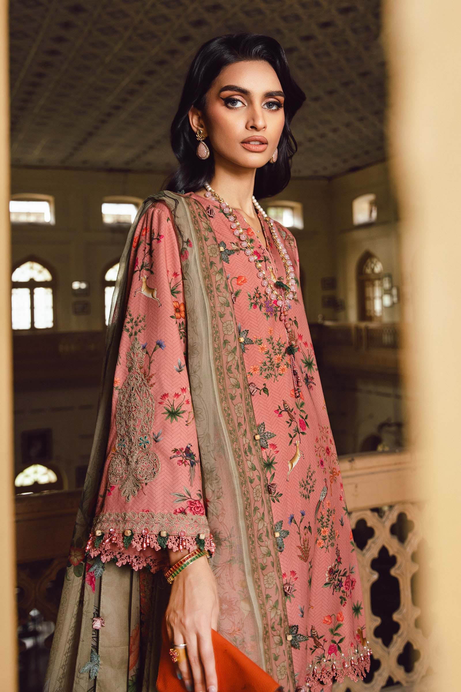 3 Piece Unstitched Embroidered Linen Suit | MPT-2707-A - My Store