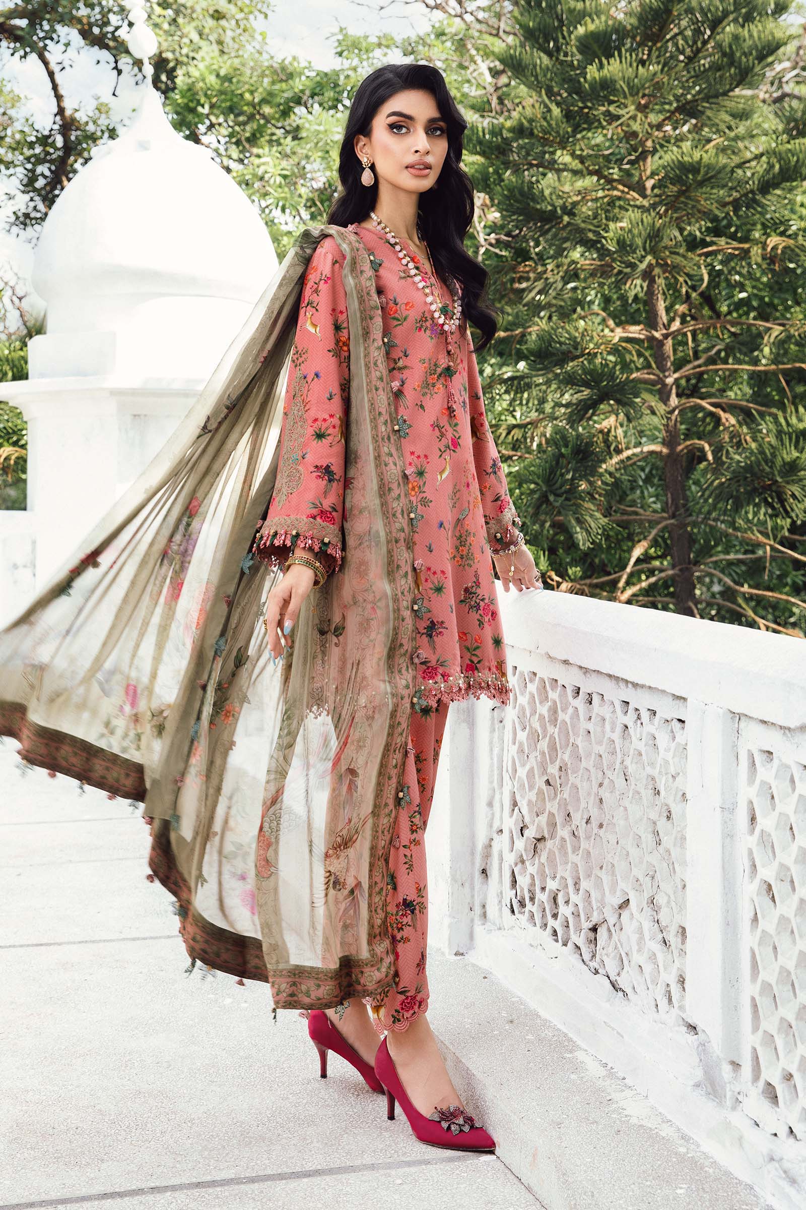 3 Piece Unstitched Embroidered Linen Suit | MPT-2707-A - My Store