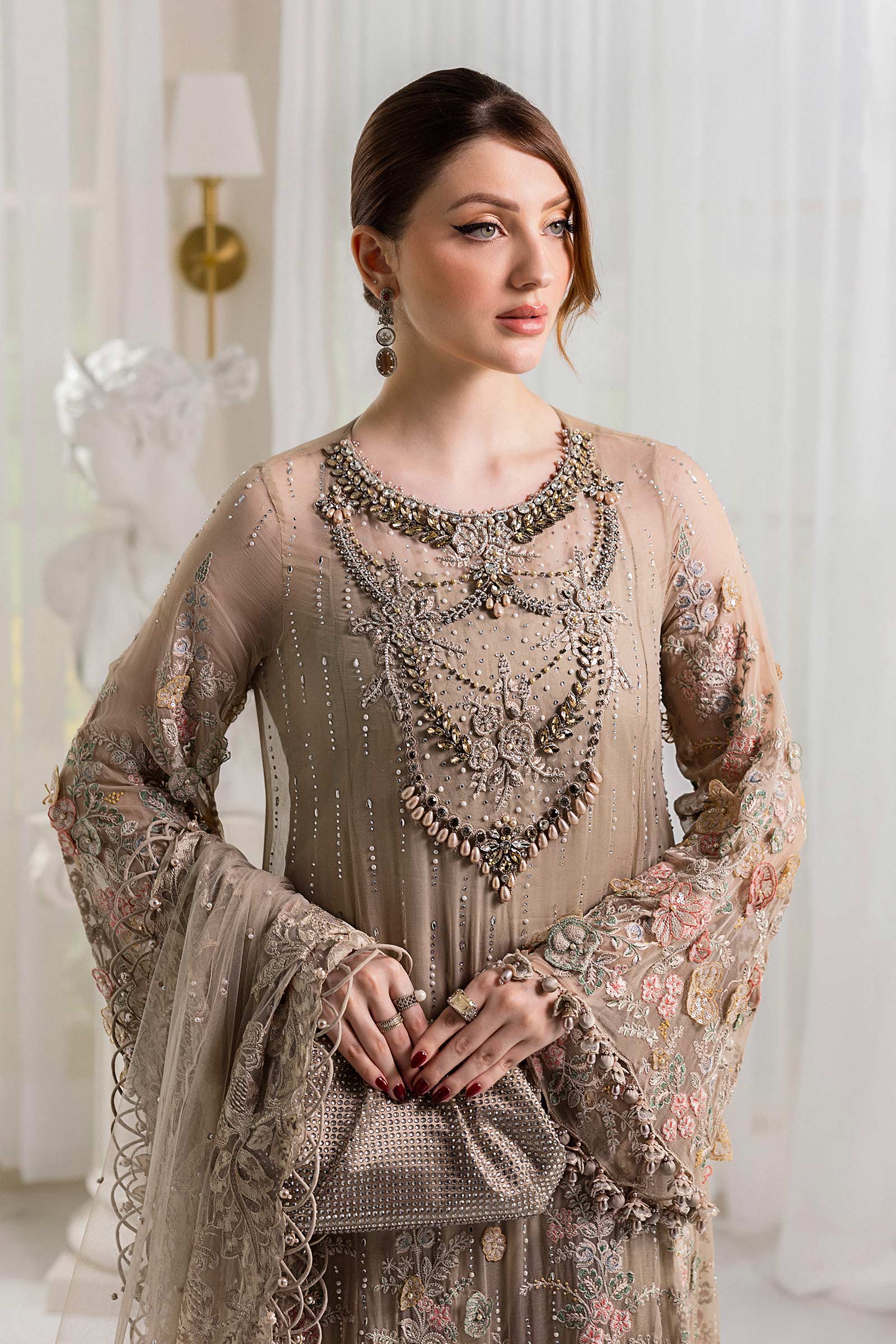 3 Piece Unstitched Embroidered Chiffon Suit | MPC-25-107 - Silko Store