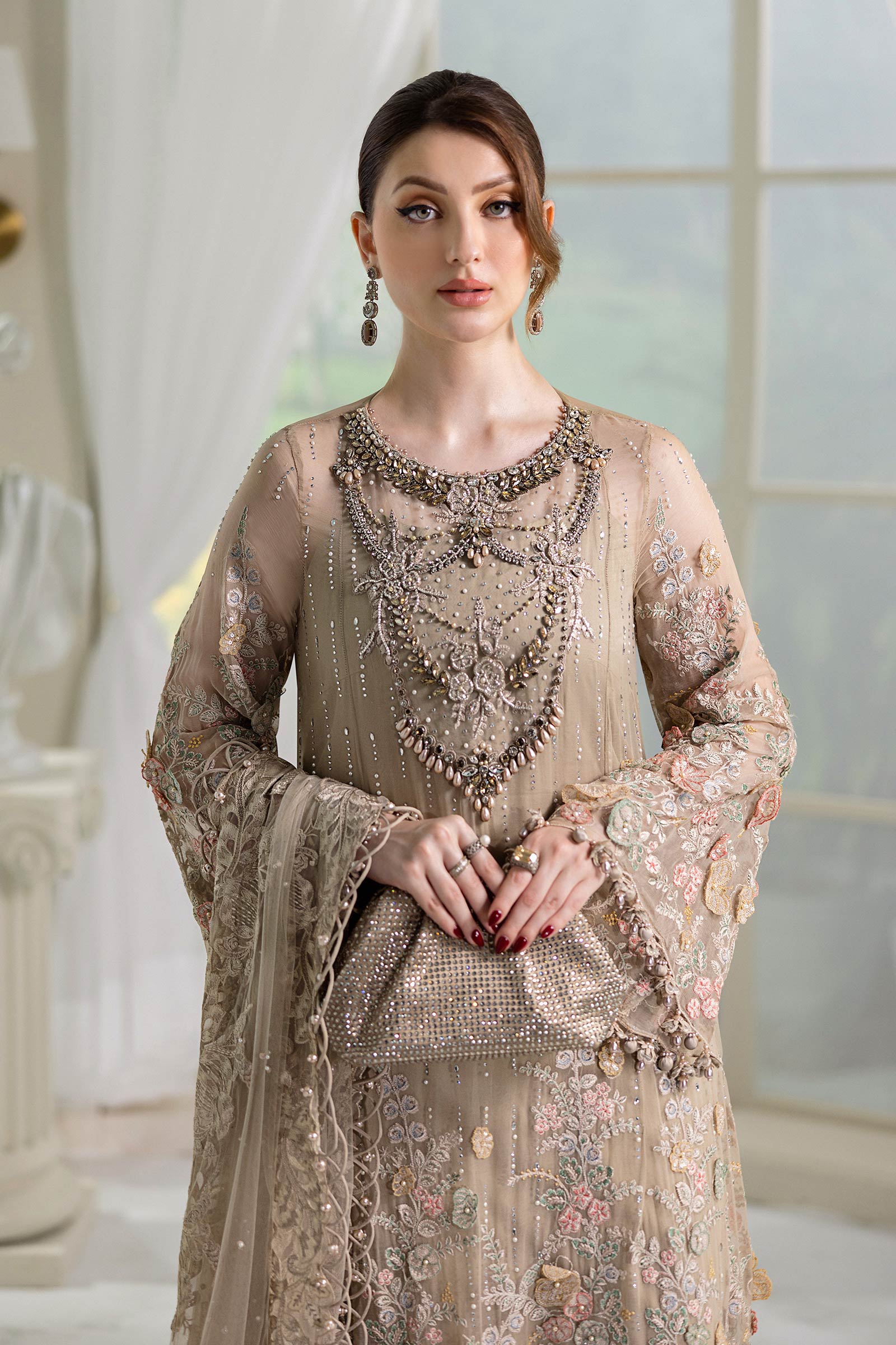 3 Piece Unstitched Embroidered Chiffon Suit | MPC-25-107 - Silko Store