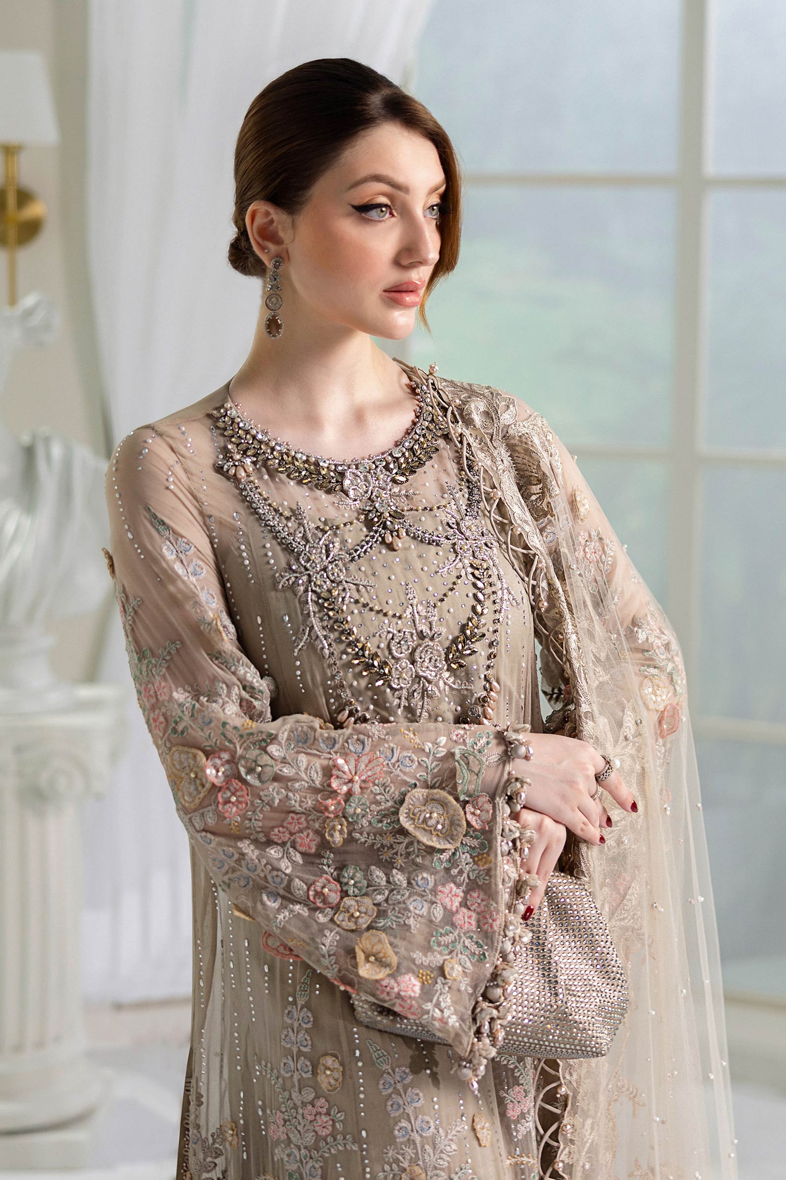 3 Piece Unstitched Embroidered Chiffon Suit | MPC-25-107 - Silko Store