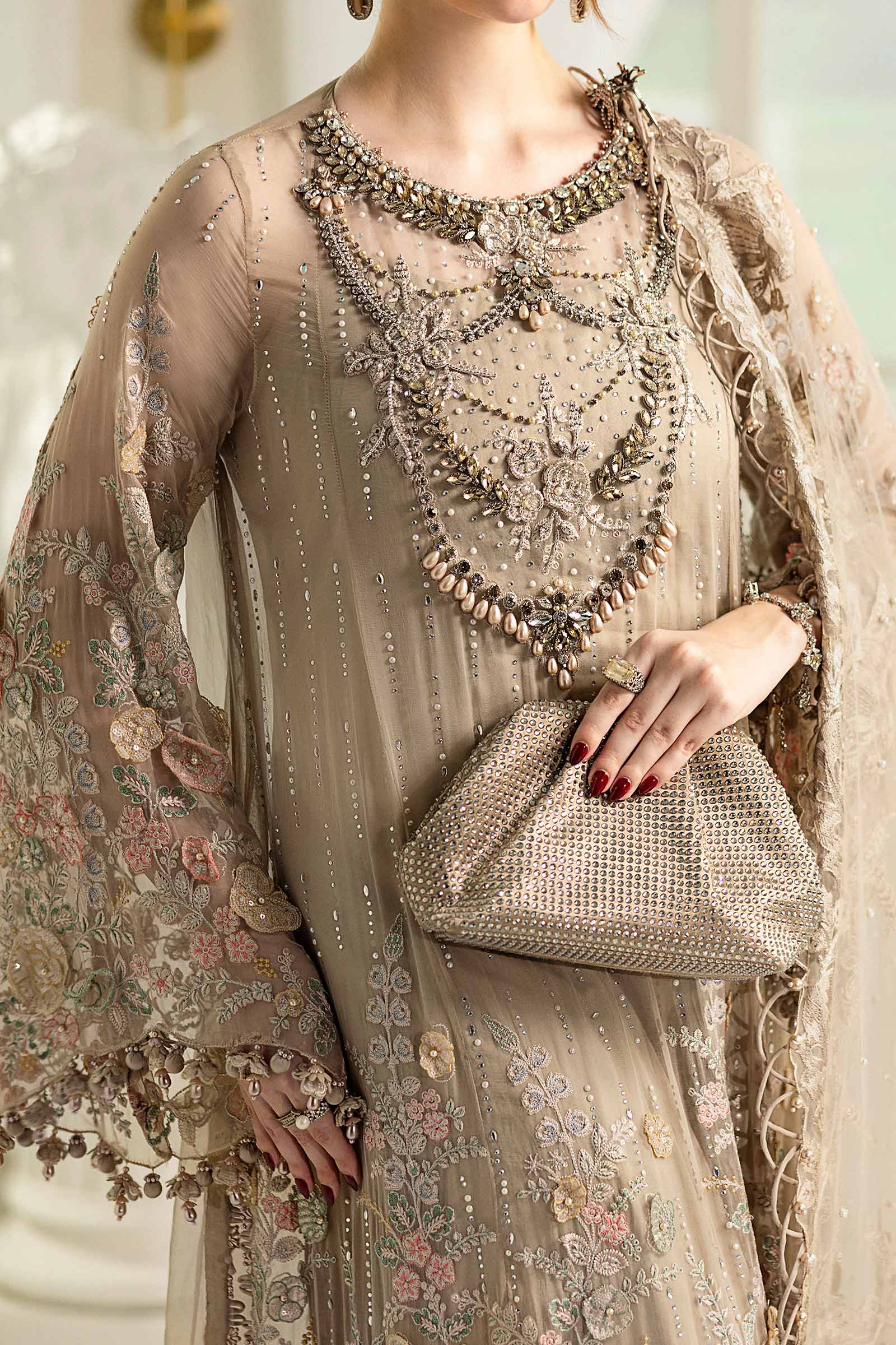 3 Piece Unstitched Embroidered Chiffon Suit | MPC-25-107 - Silko Store