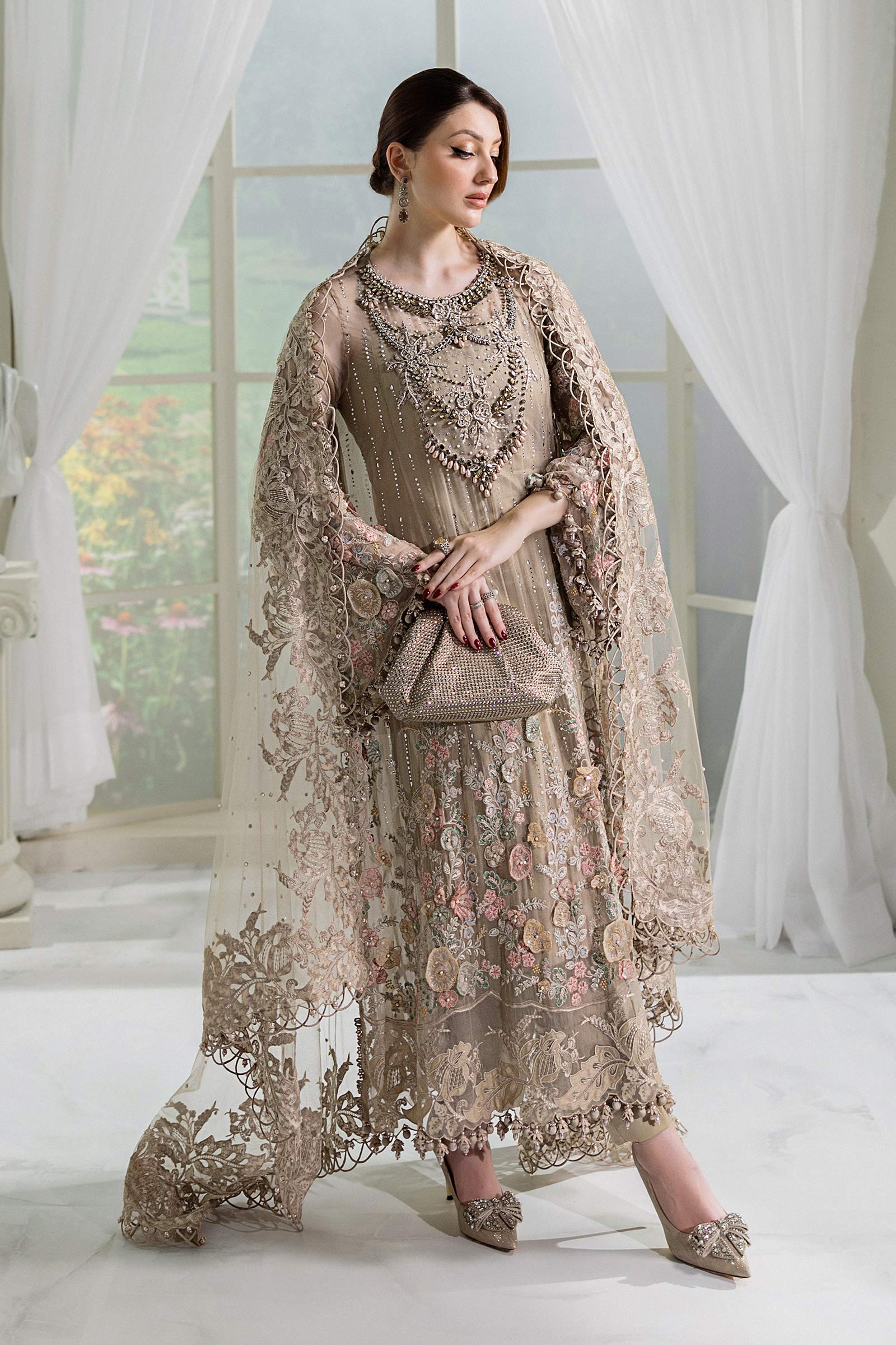 3 Piece Unstitched Embroidered Chiffon Suit | MPC-25-107 - Silko Store