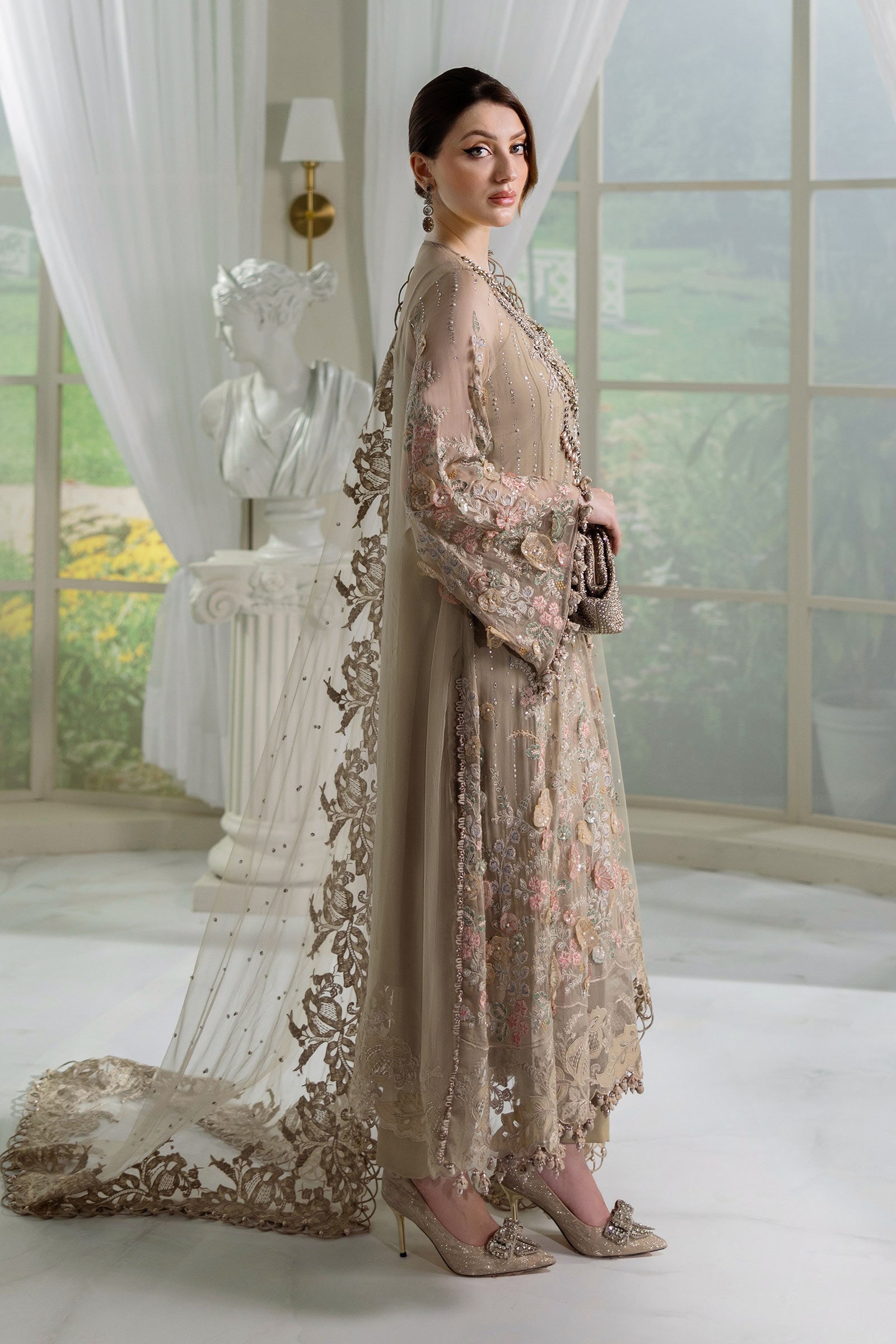 3 Piece Unstitched Embroidered Chiffon Suit | MPC-25-107 - Silko Store