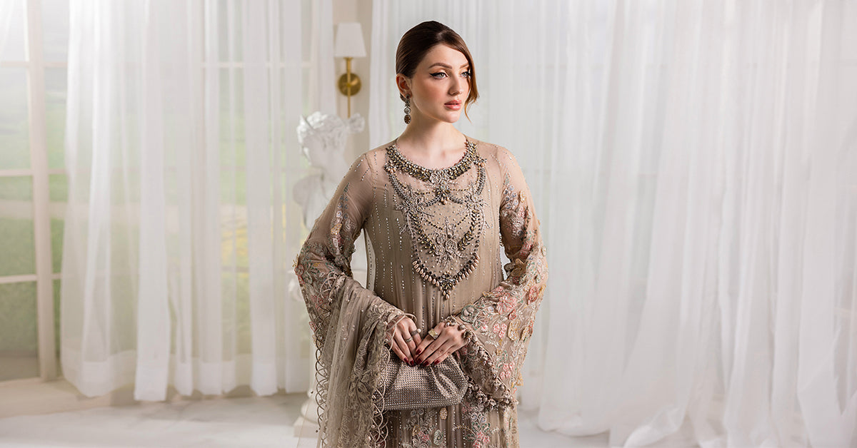 3 Piece Unstitched Embroidered Chiffon Suit | MPC-25-107 - Silko Store