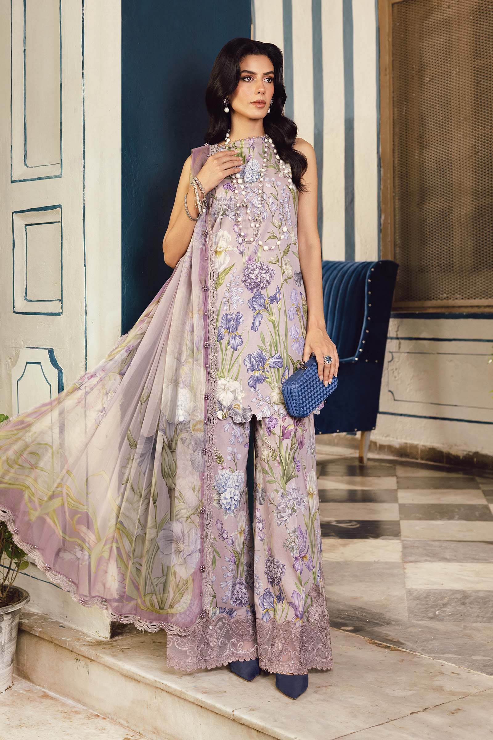3 Piece Unstitched Embroidered Cambric Suit | MPT-2708-A - My Store