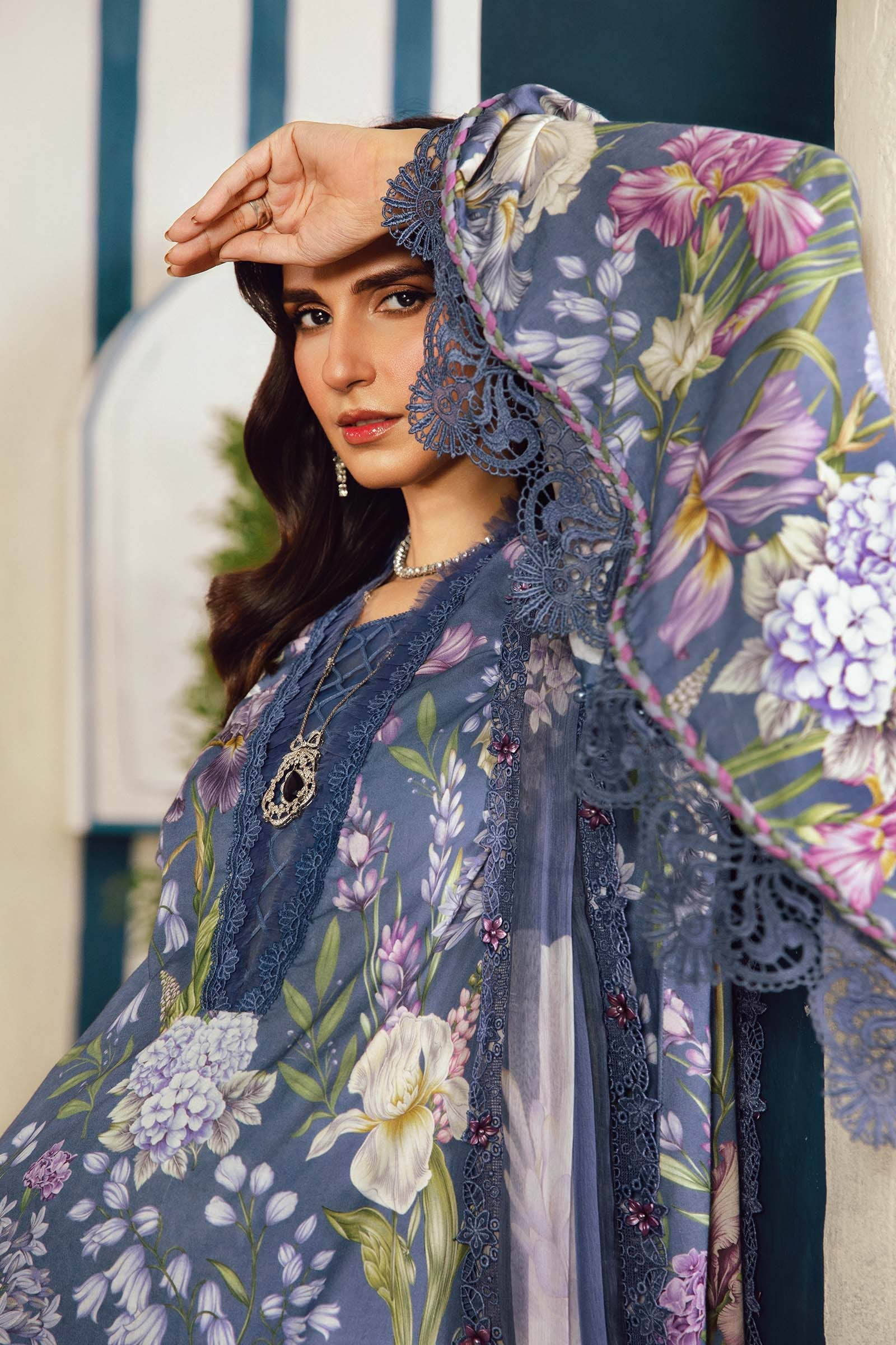 3 Piece Unstitched Embroidered Cambric Suit | MPT-2708-B - My Store