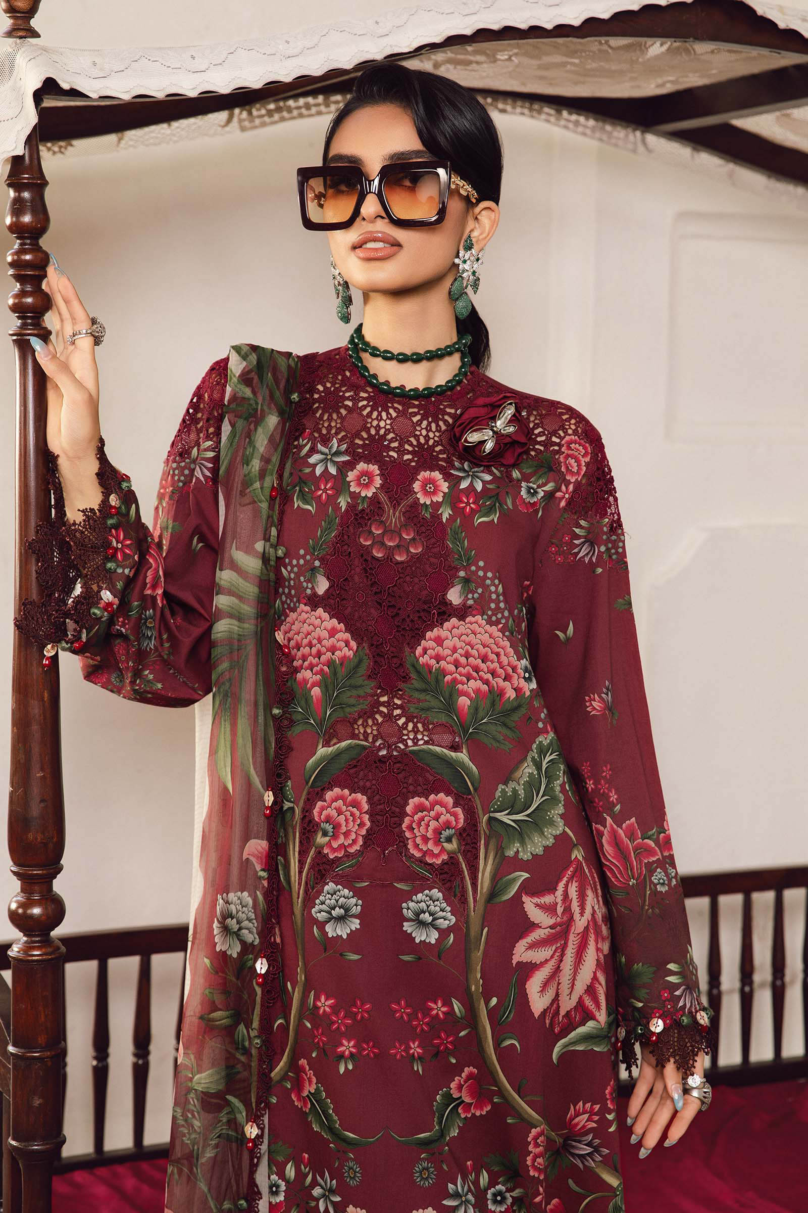 3 Piece Unstitched Embroidered Cambric Suit | MPT-2709-A - My Store