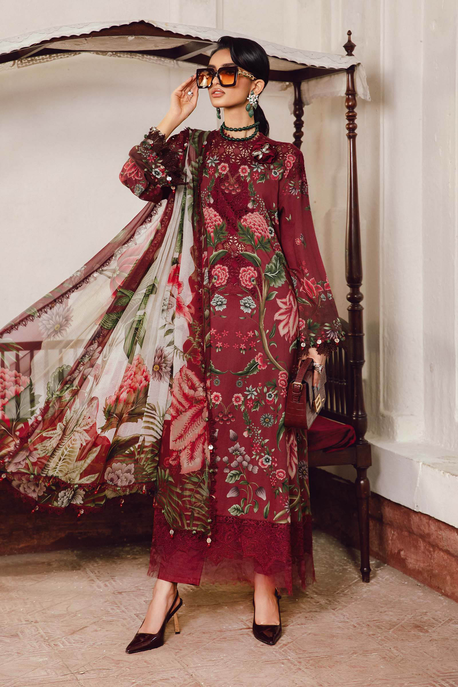 3 Piece Unstitched Embroidered Cambric Suit | MPT-2709-A - My Store