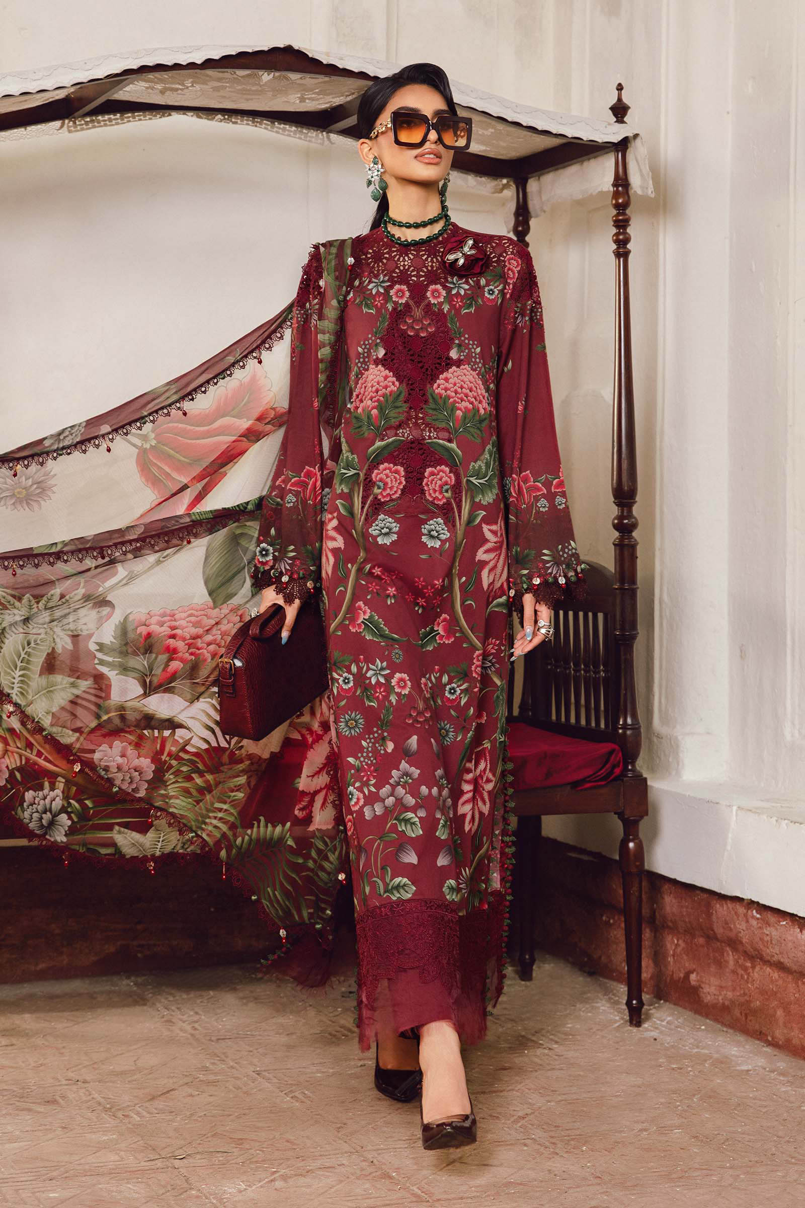3 Piece Unstitched Embroidered Cambric Suit | MPT-2709-A - My Store