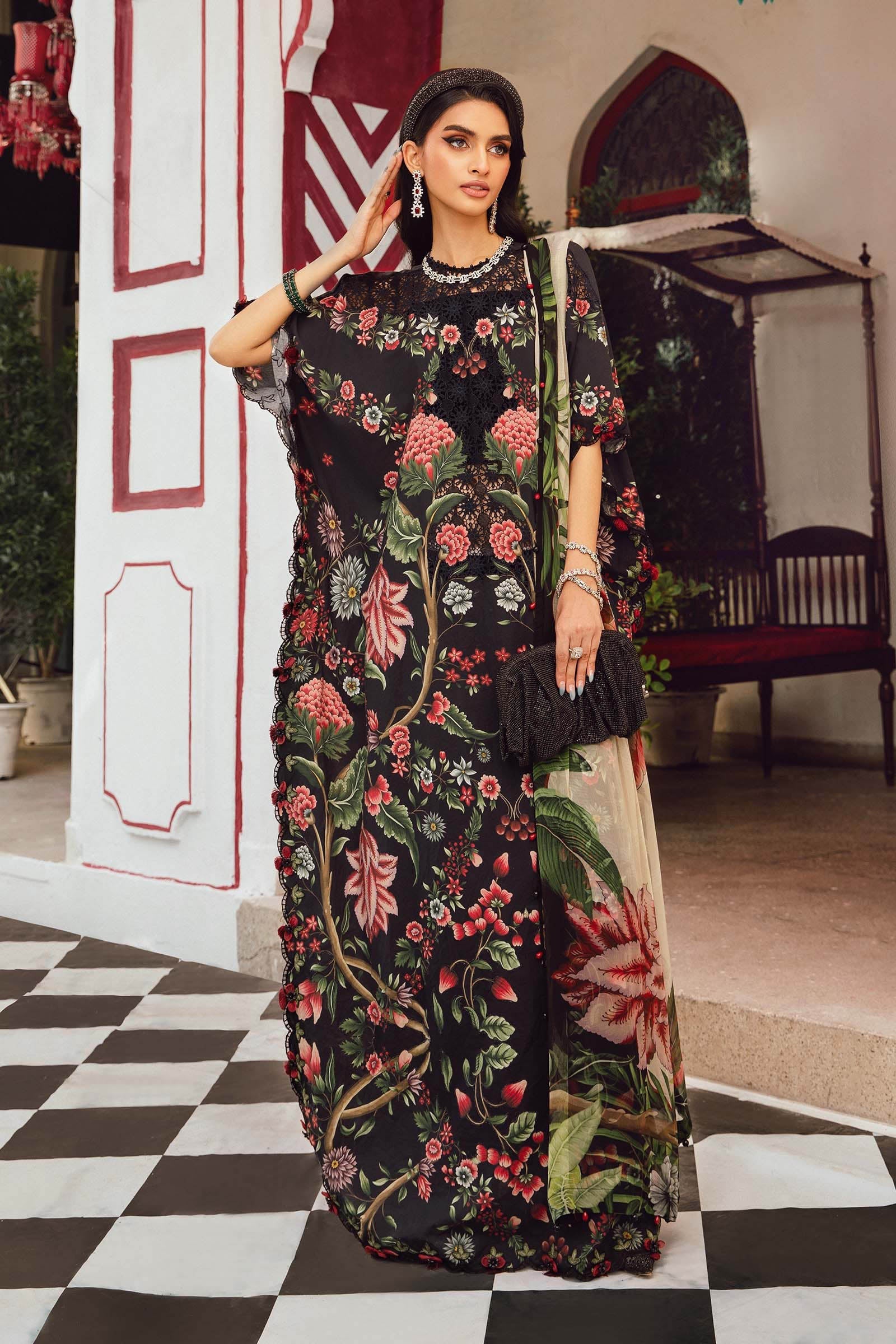 3 Piece Unstitched Embroidered Cambric Suit | MPT-2709-B - My Store