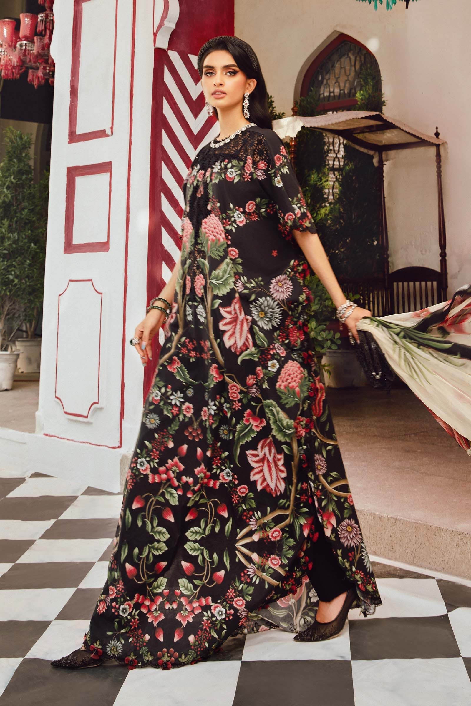 3 Piece Unstitched Embroidered Cambric Suit | MPT-2709-B - My Store