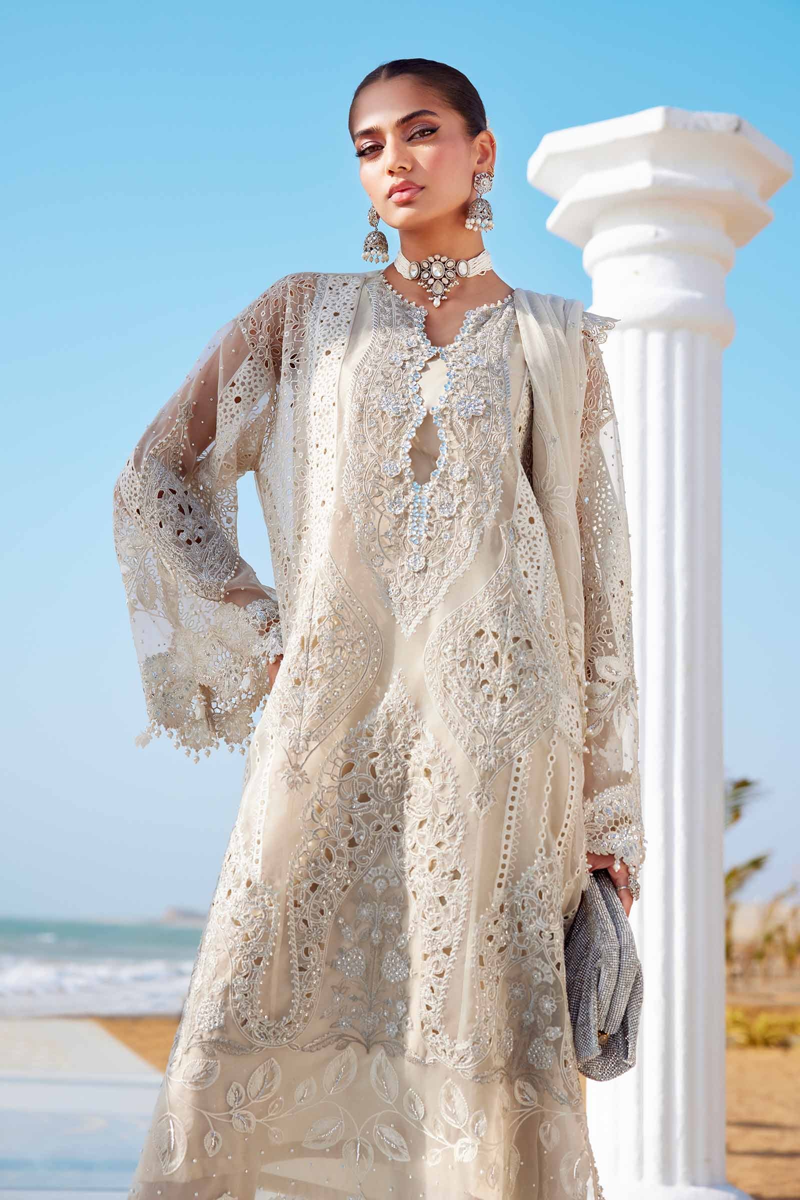 3 Piece Unstitched Embroidered Organza Suit | EID LAWN-25-09 - Silko Store