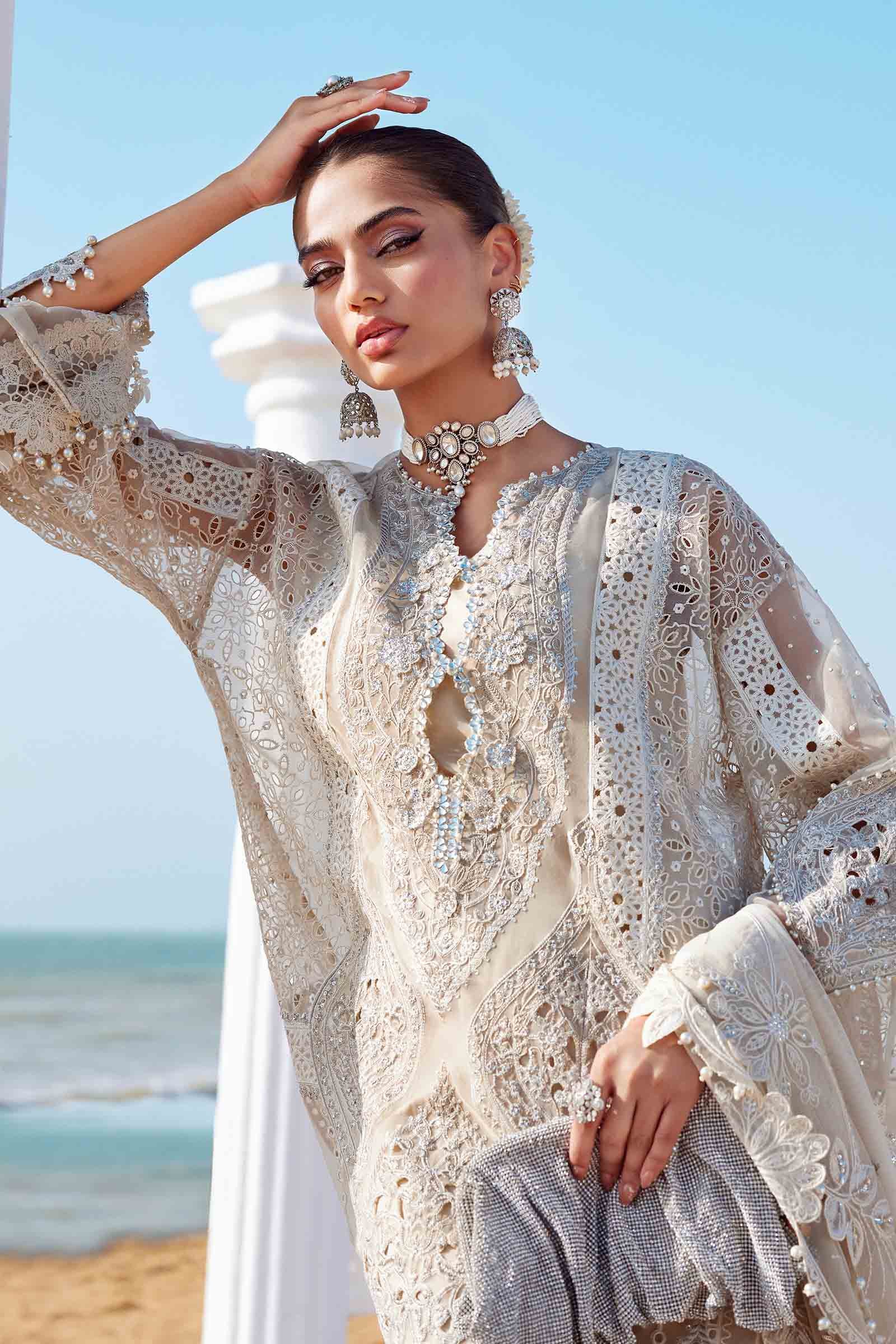 3 Piece Unstitched Embroidered Organza Suit | EID LAWN-25-09 - Silko Store