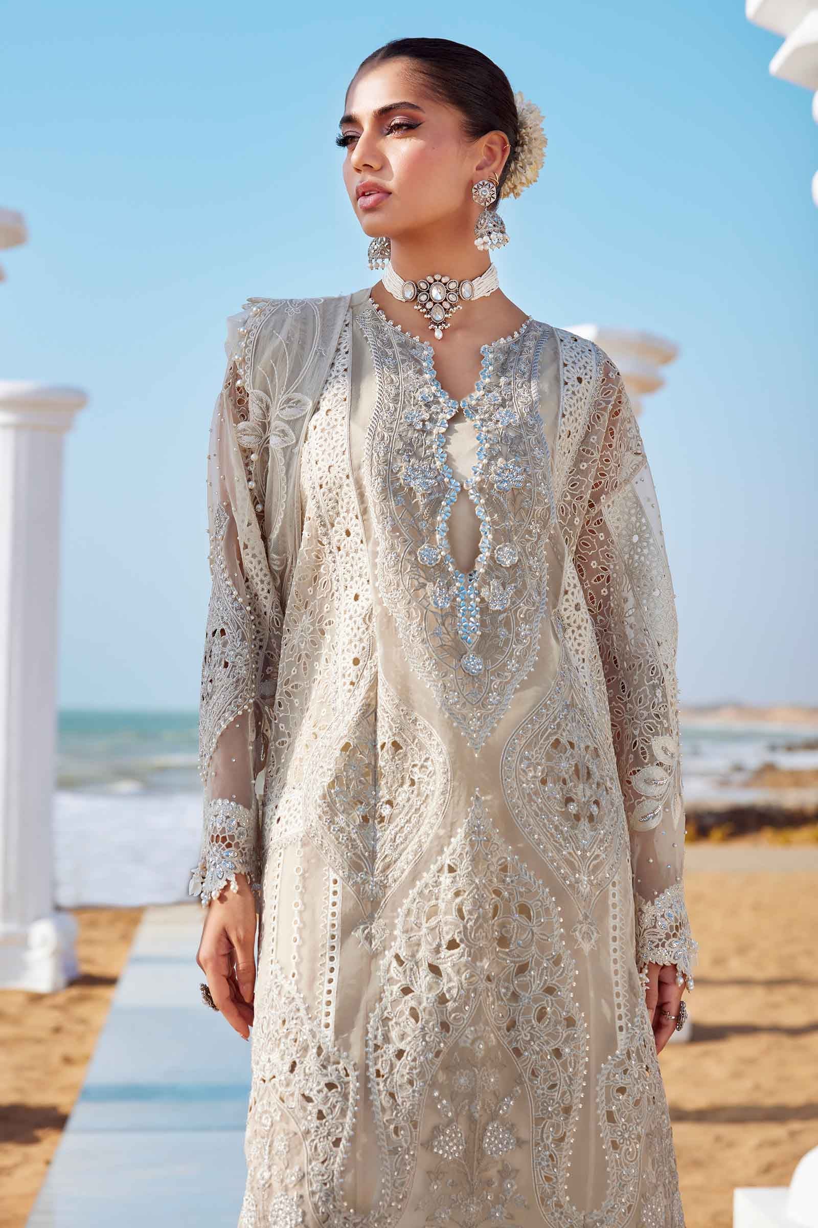 3 Piece Unstitched Embroidered Organza Suit | EID LAWN-25-09 - Silko Store