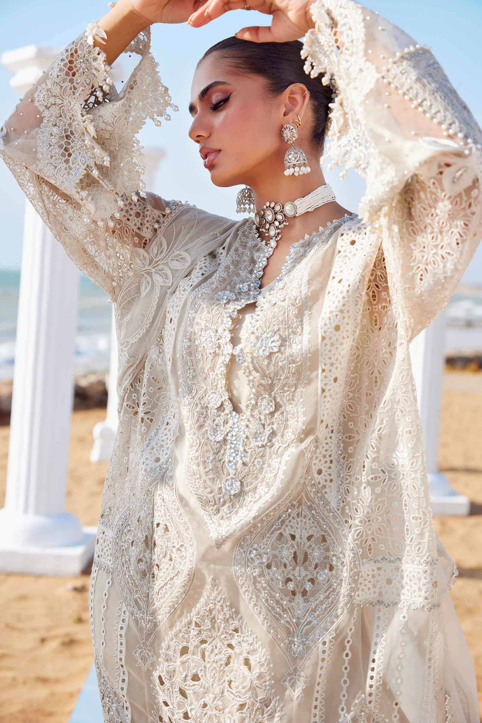 3 Piece Unstitched Embroidered Organza Suit | EID LAWN-25-09 - Silko Store