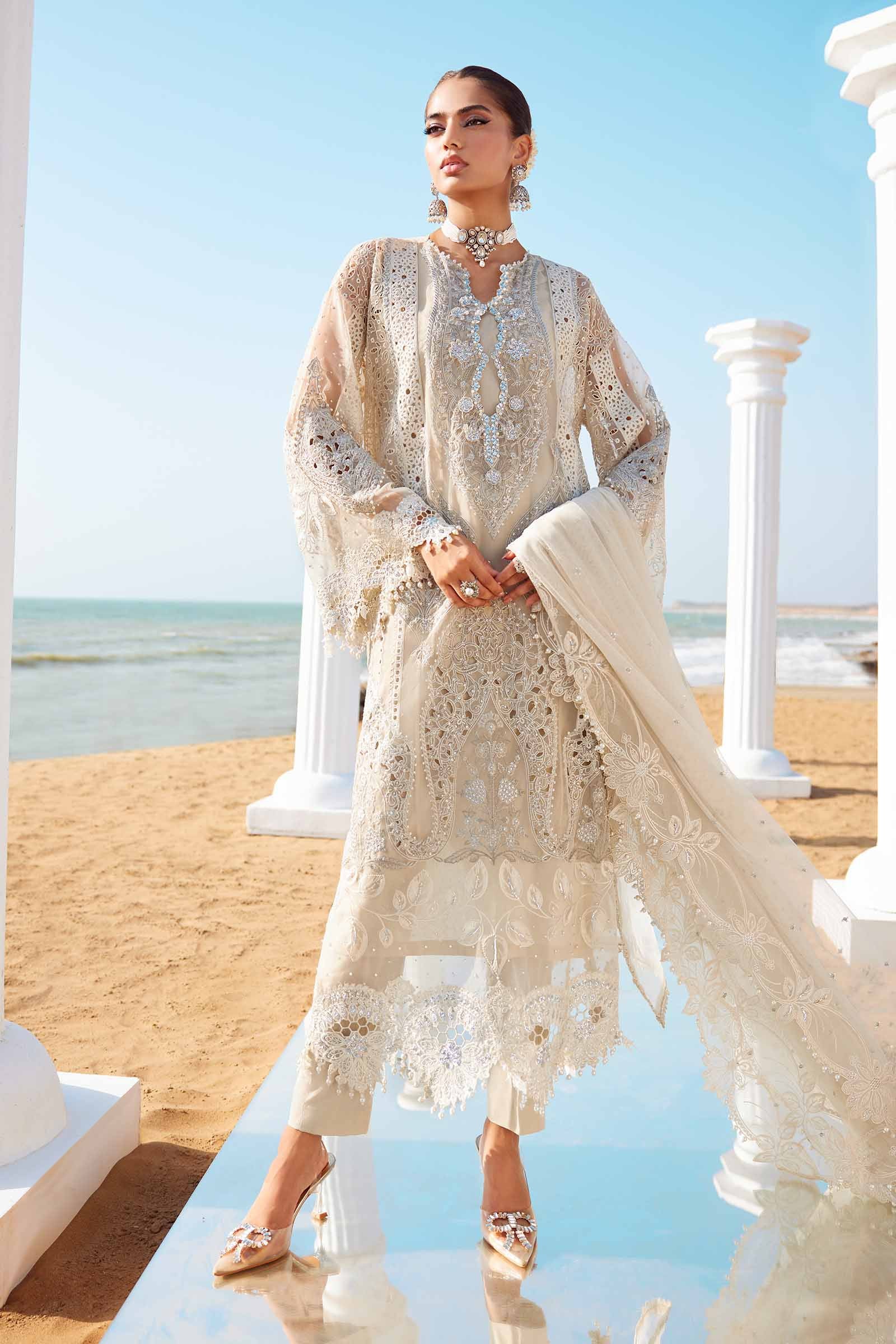 3 Piece Unstitched Embroidered Organza Suit | EID LAWN-25-09 - Silko Store