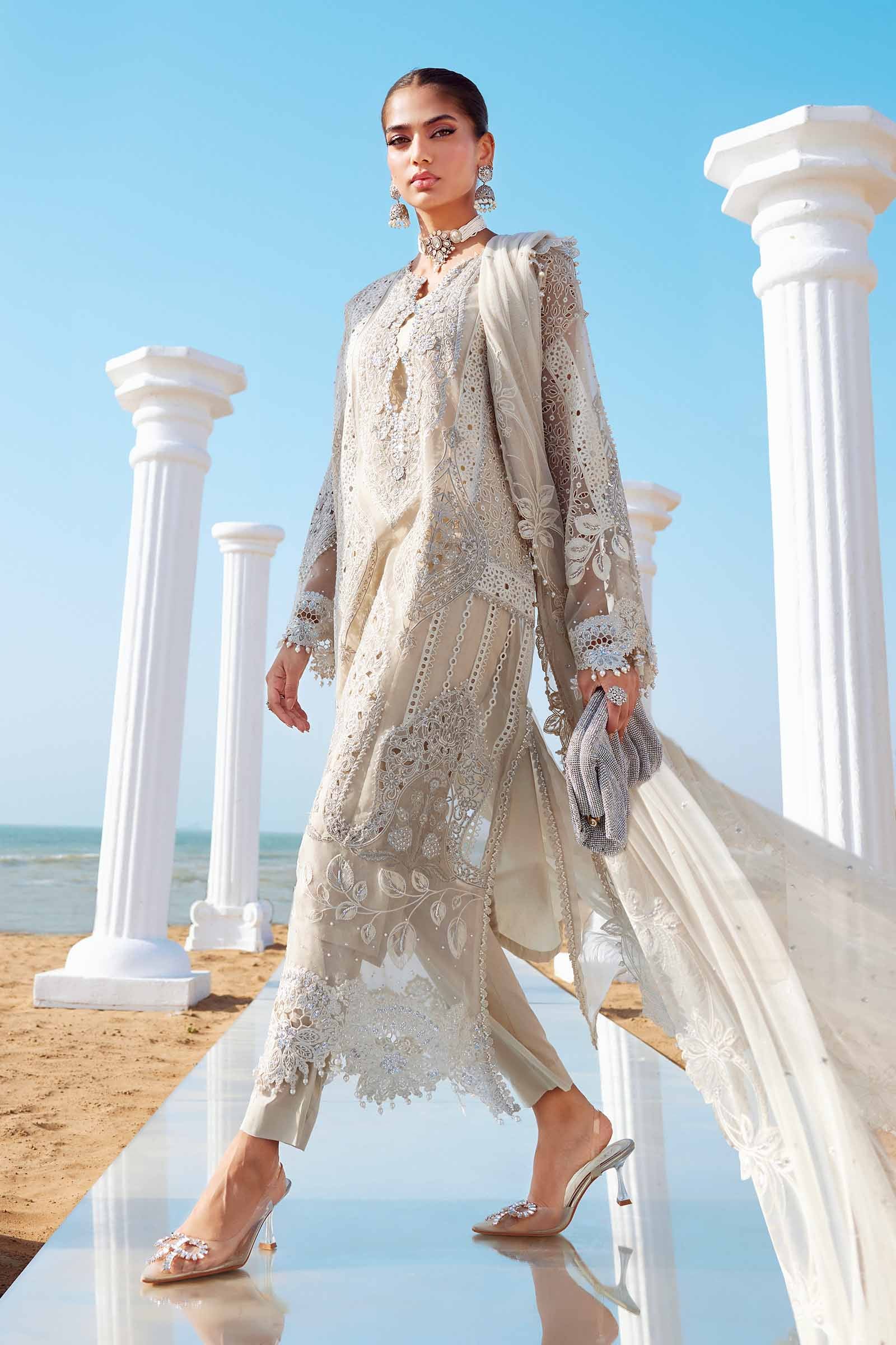 3 Piece Unstitched Embroidered Organza Suit | EID LAWN-25-09 - Silko Store