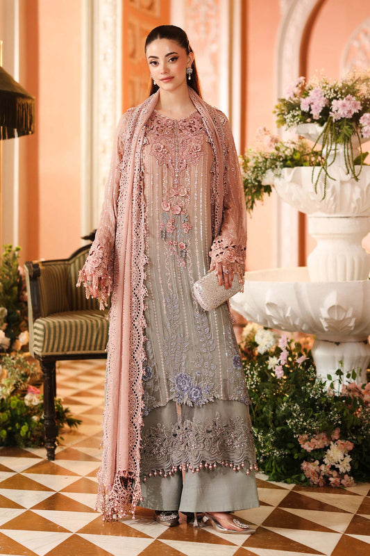 3 Piece Unstitched Embroidered Chiffon Suit