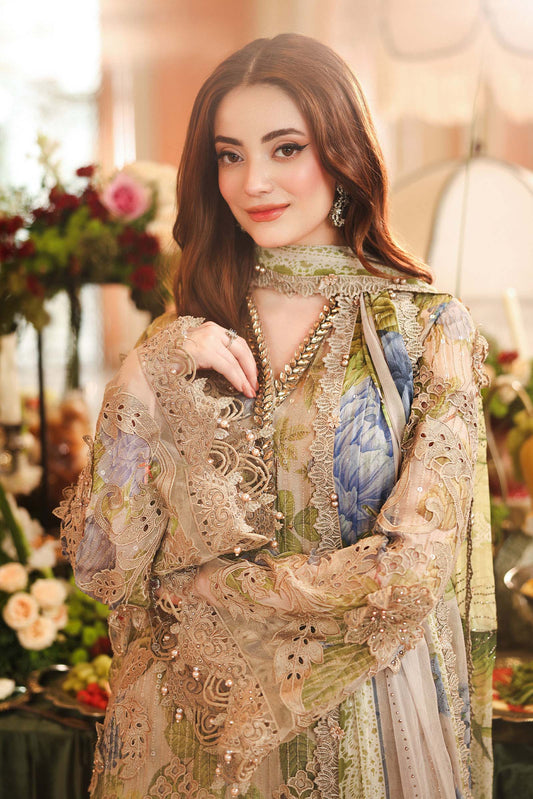 3 Piece Unstitched Embroidered Chiffon Suit