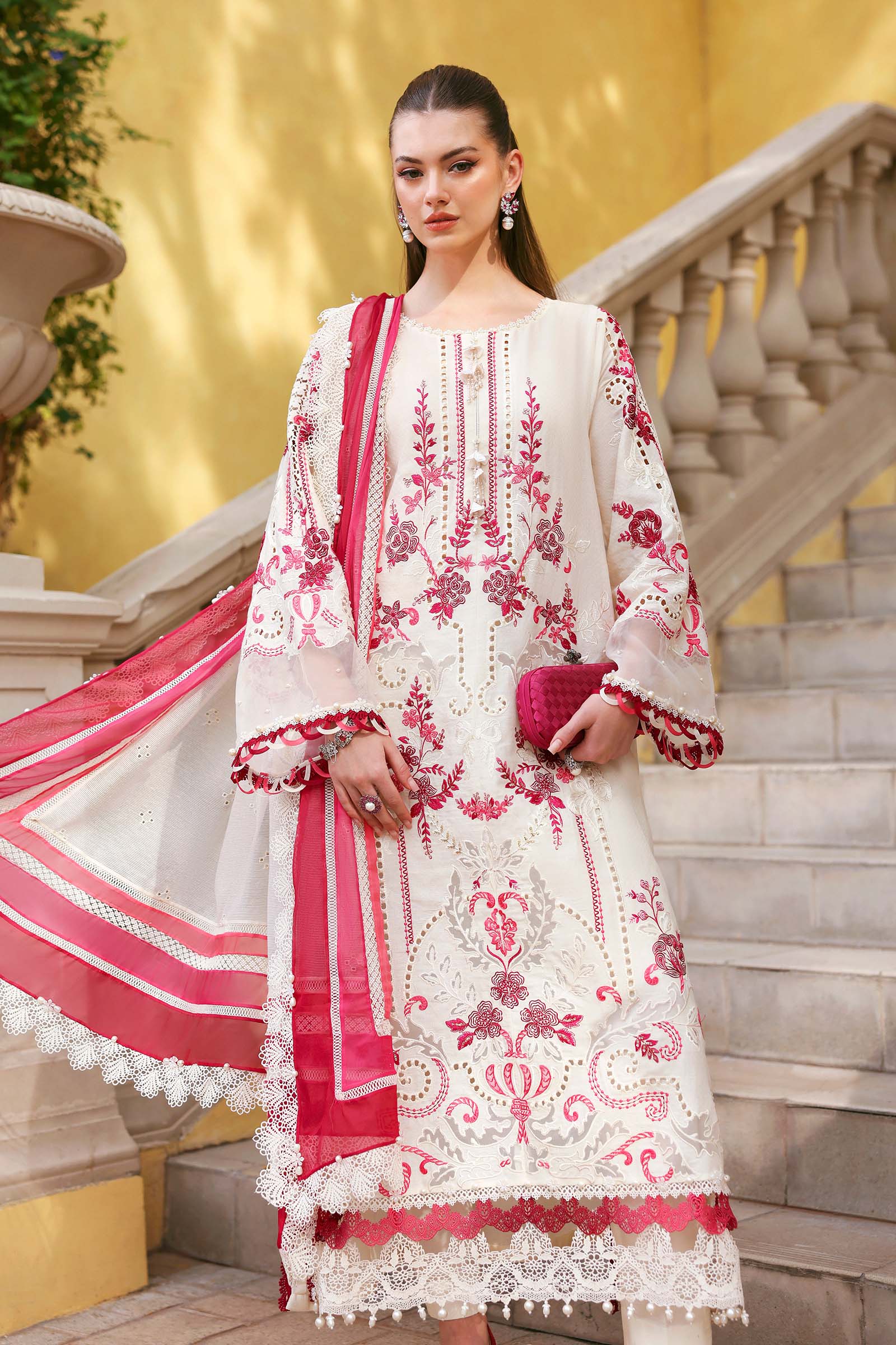 3 Piece Unstitched Embroidered Jacquard Lawn Suit - My Store