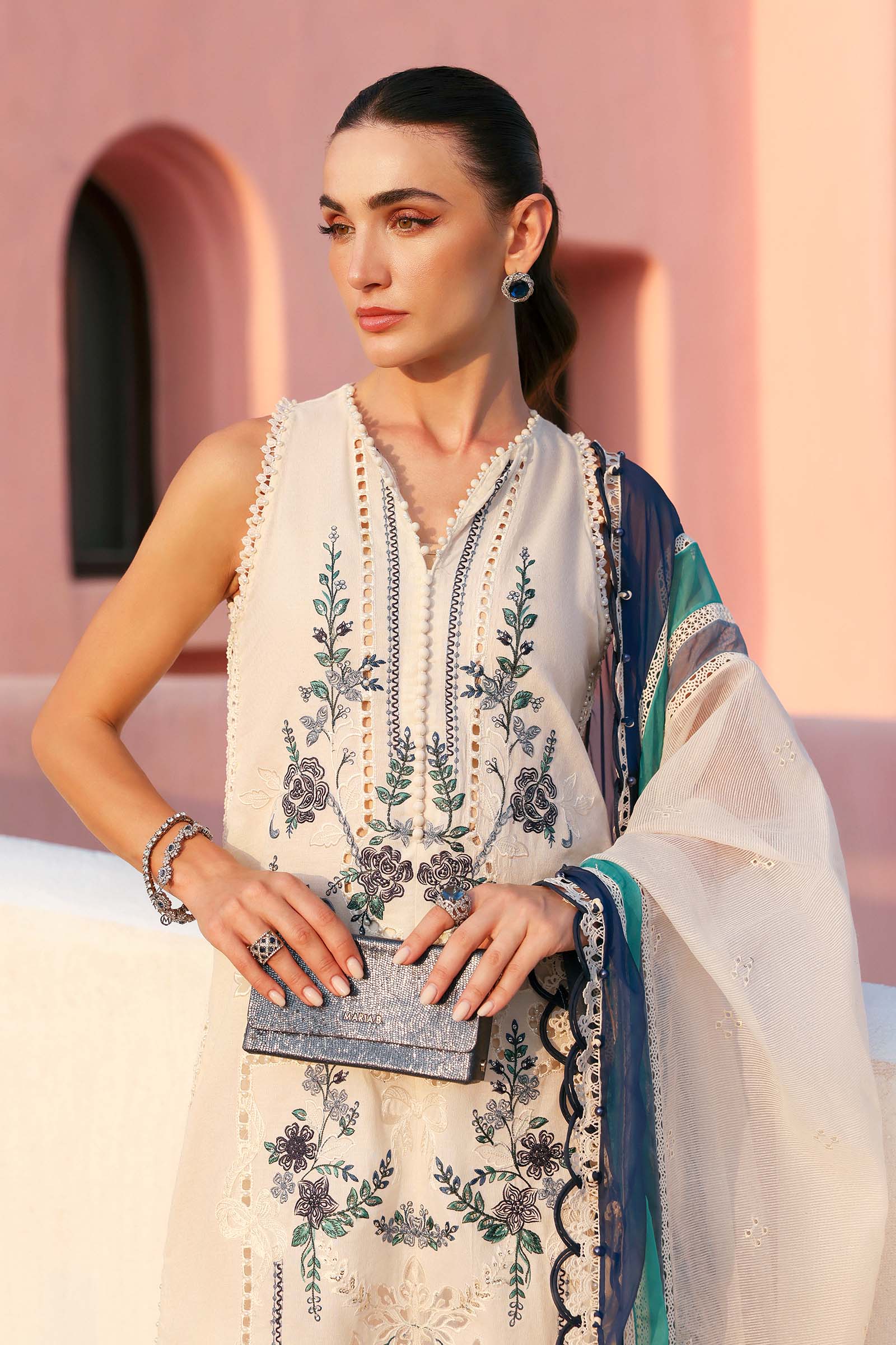 3 Piece Unstitched Embroidered Jacquard Lawn Suit - My Store