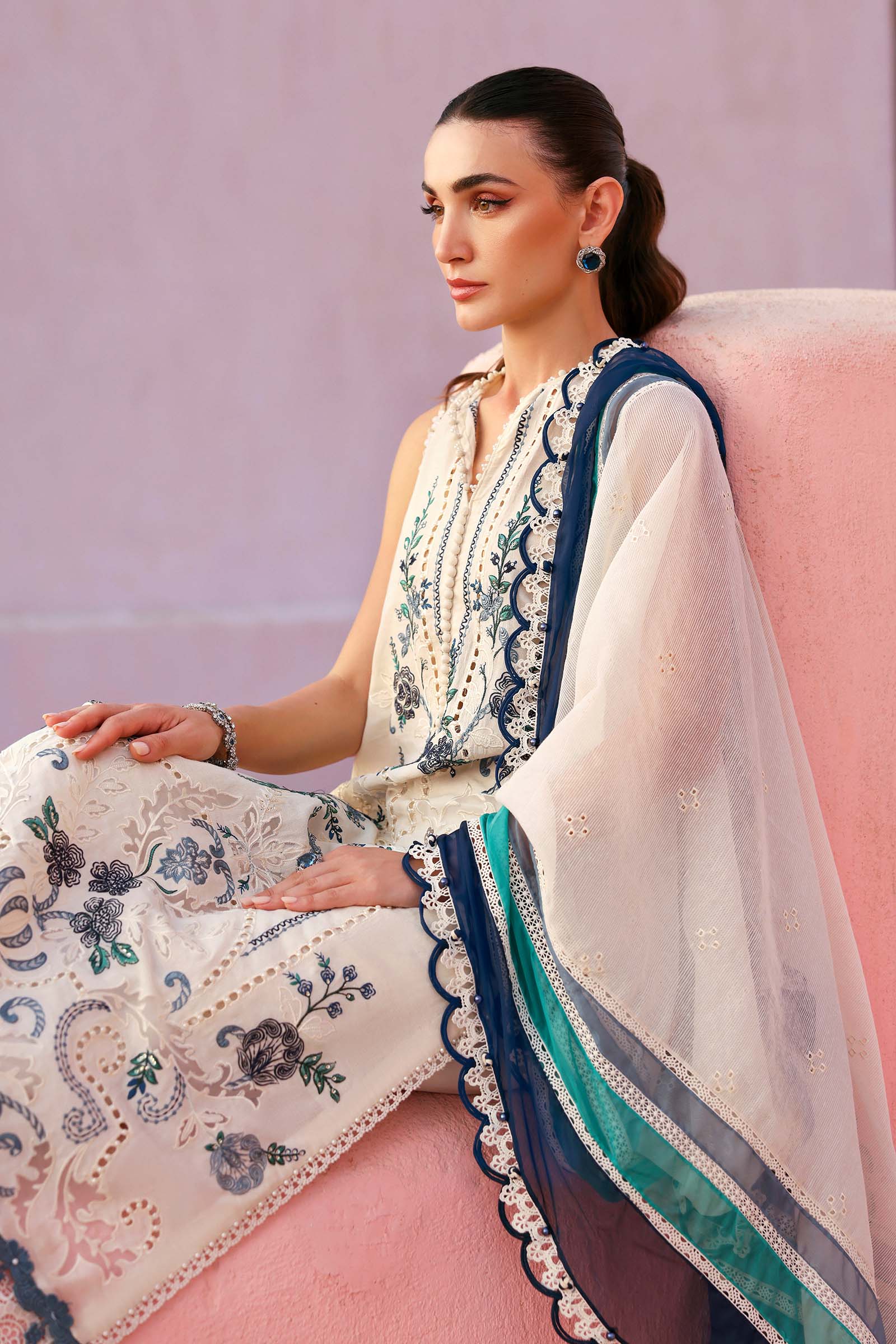 3 Piece Unstitched Embroidered Jacquard Lawn Suit - My Store