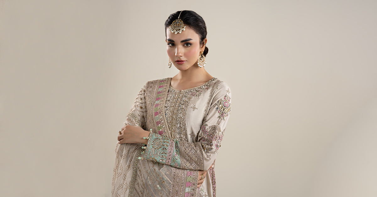 3 Piece Embroidered Bamber Raw Silk Suit - My Store