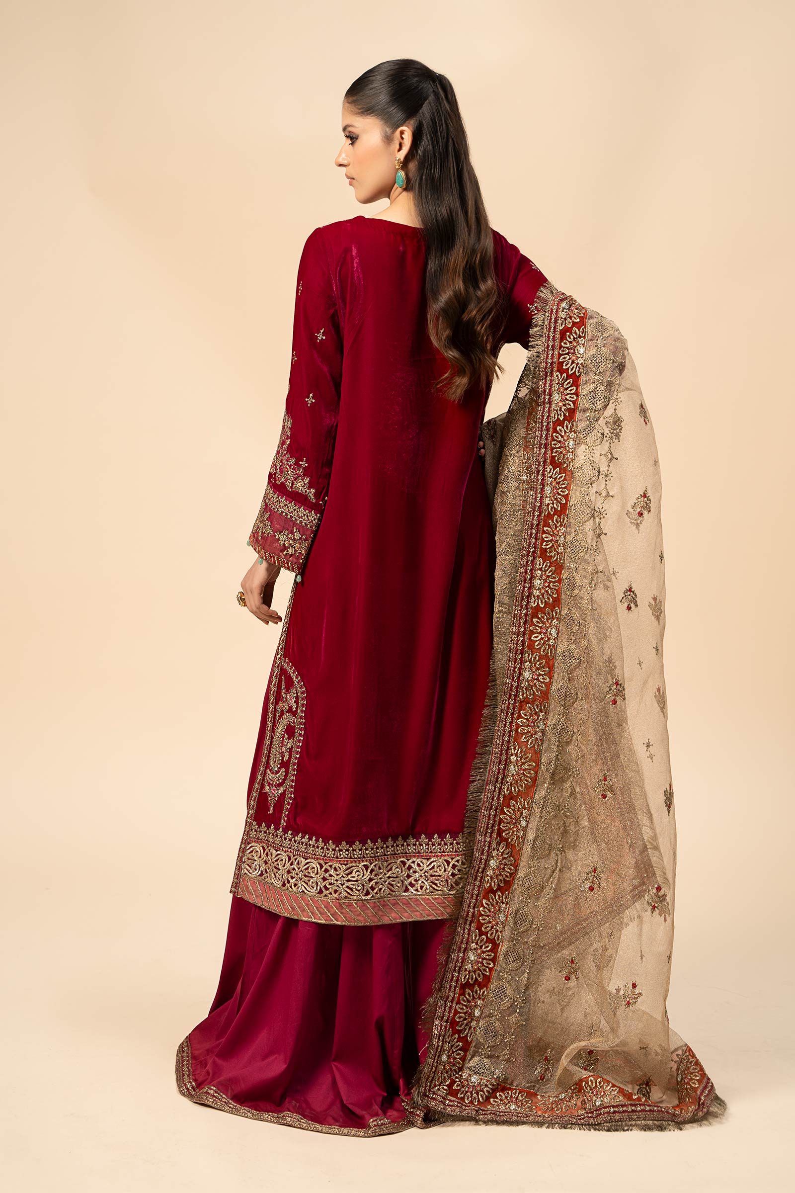 3 Piece Embroidered Velvet Suit | SF-W24-29 - Silko Store