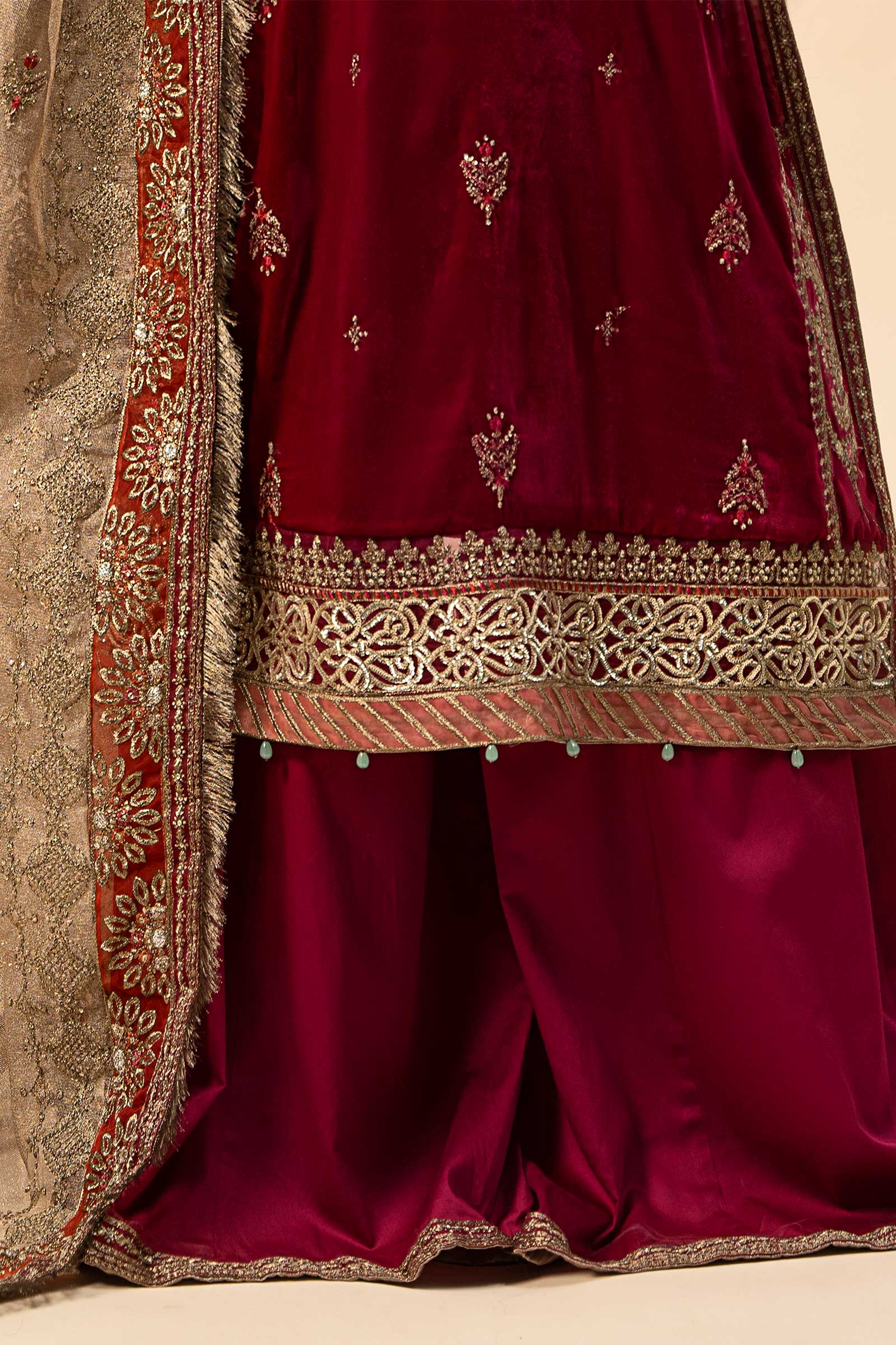 3 Piece Embroidered Velvet Suit | SF-W24-29 - Silko Store