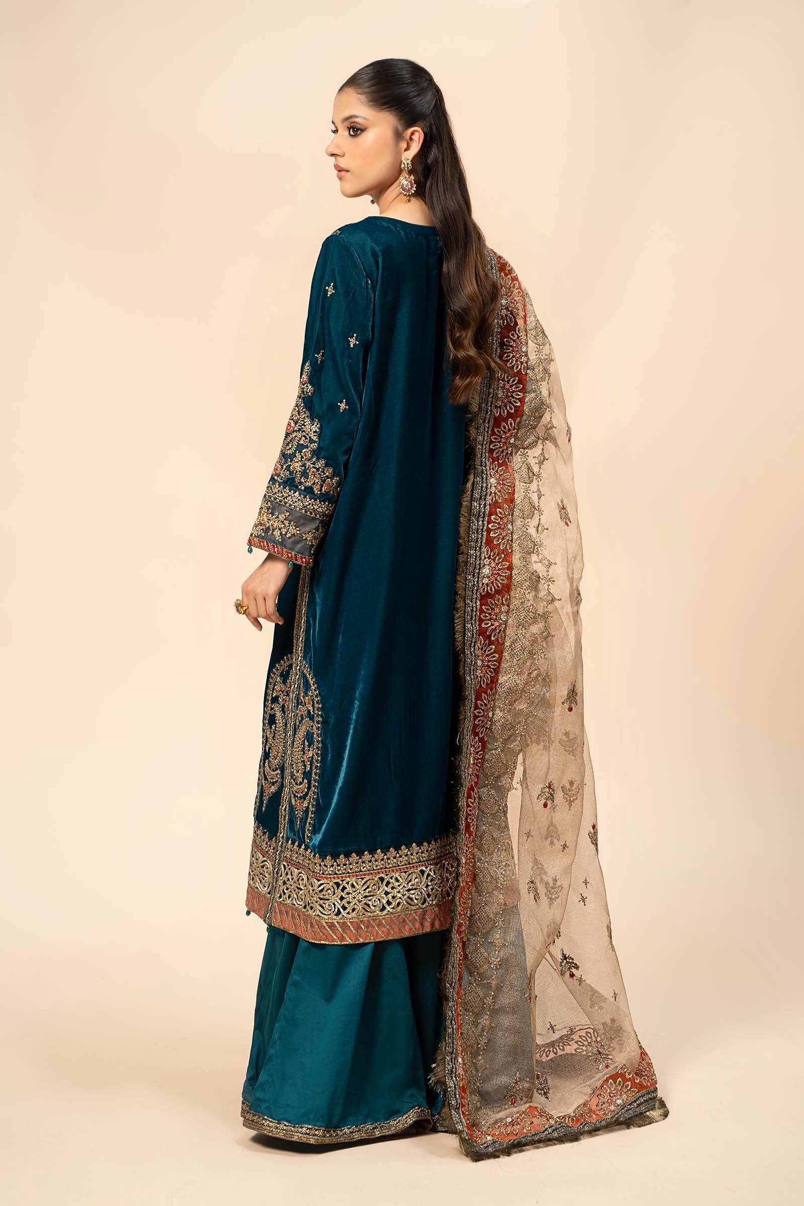 3 Piece Embroidered Velvet Suit - Silko Store