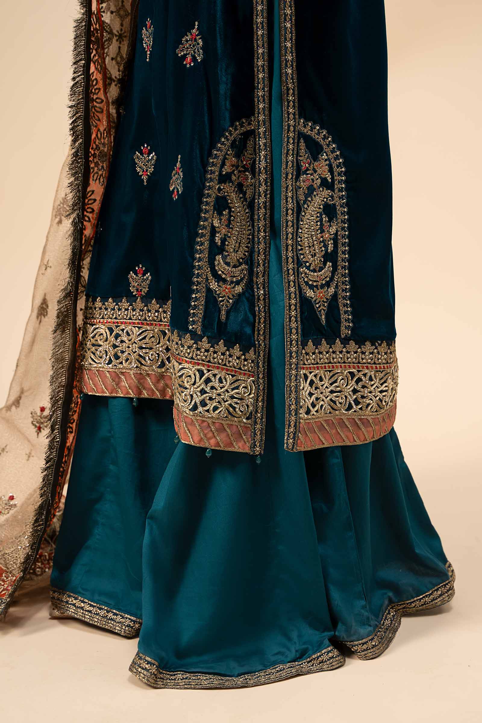 3 Piece Embroidered Velvet Suit - Silko Store