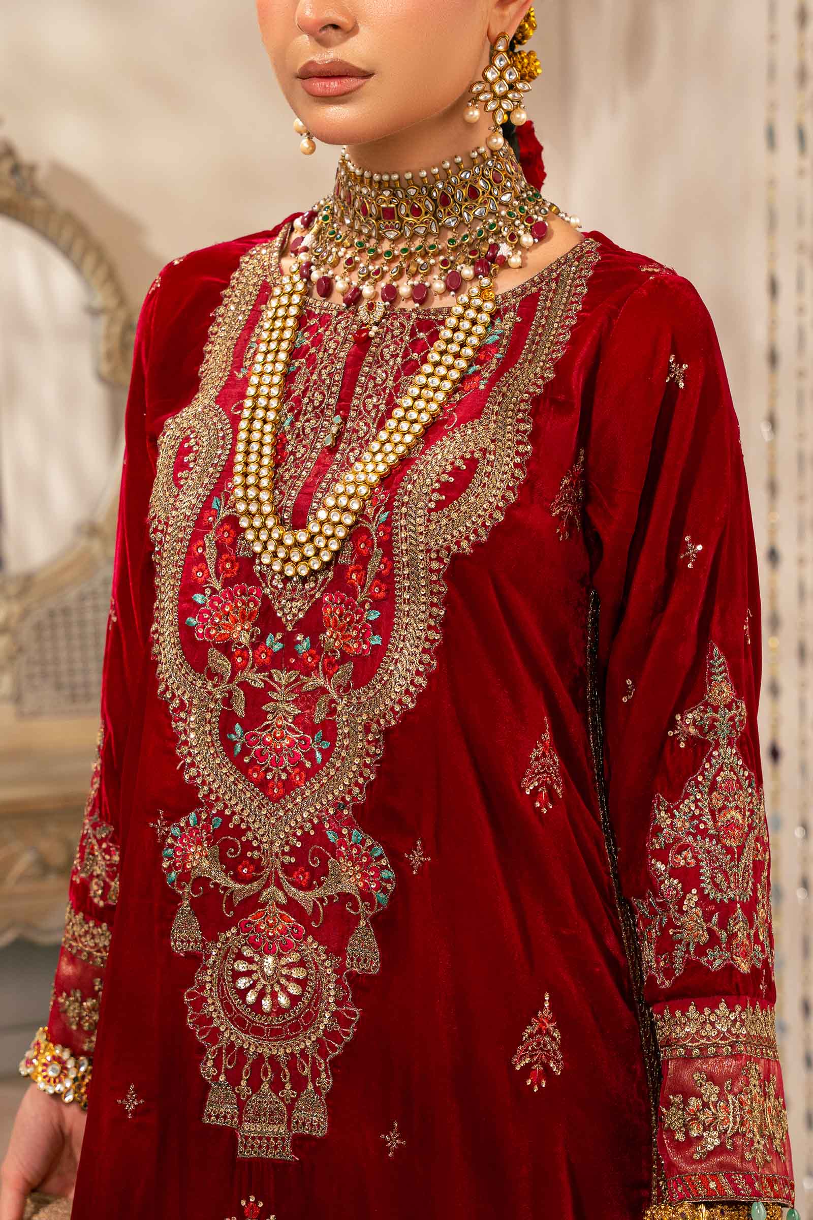 3 Piece Embroidered Velvet Suit | SF-W24-29 - Silko Store
