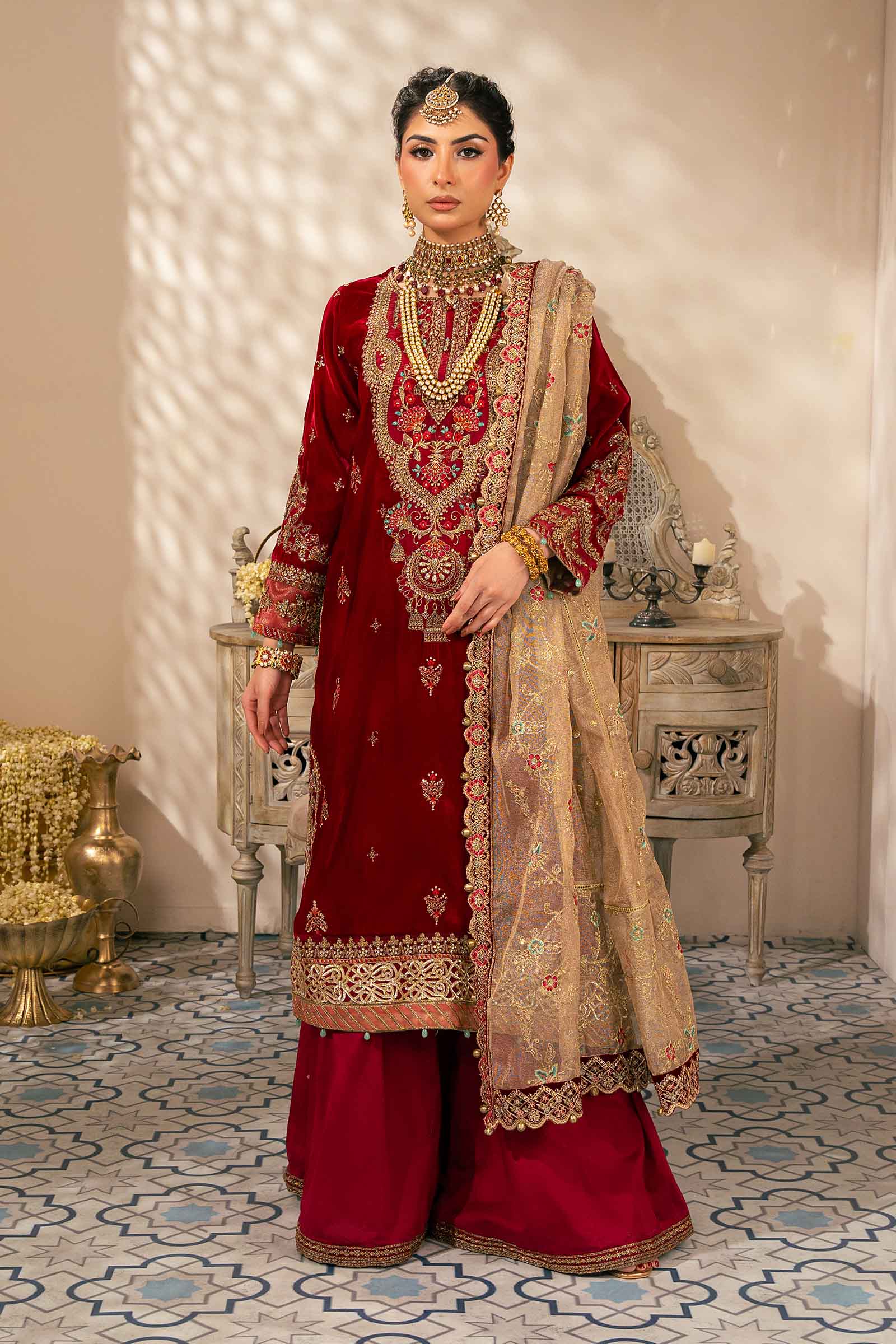 3 Piece Embroidered Velvet Suit | SF-W24-29 - Silko Store