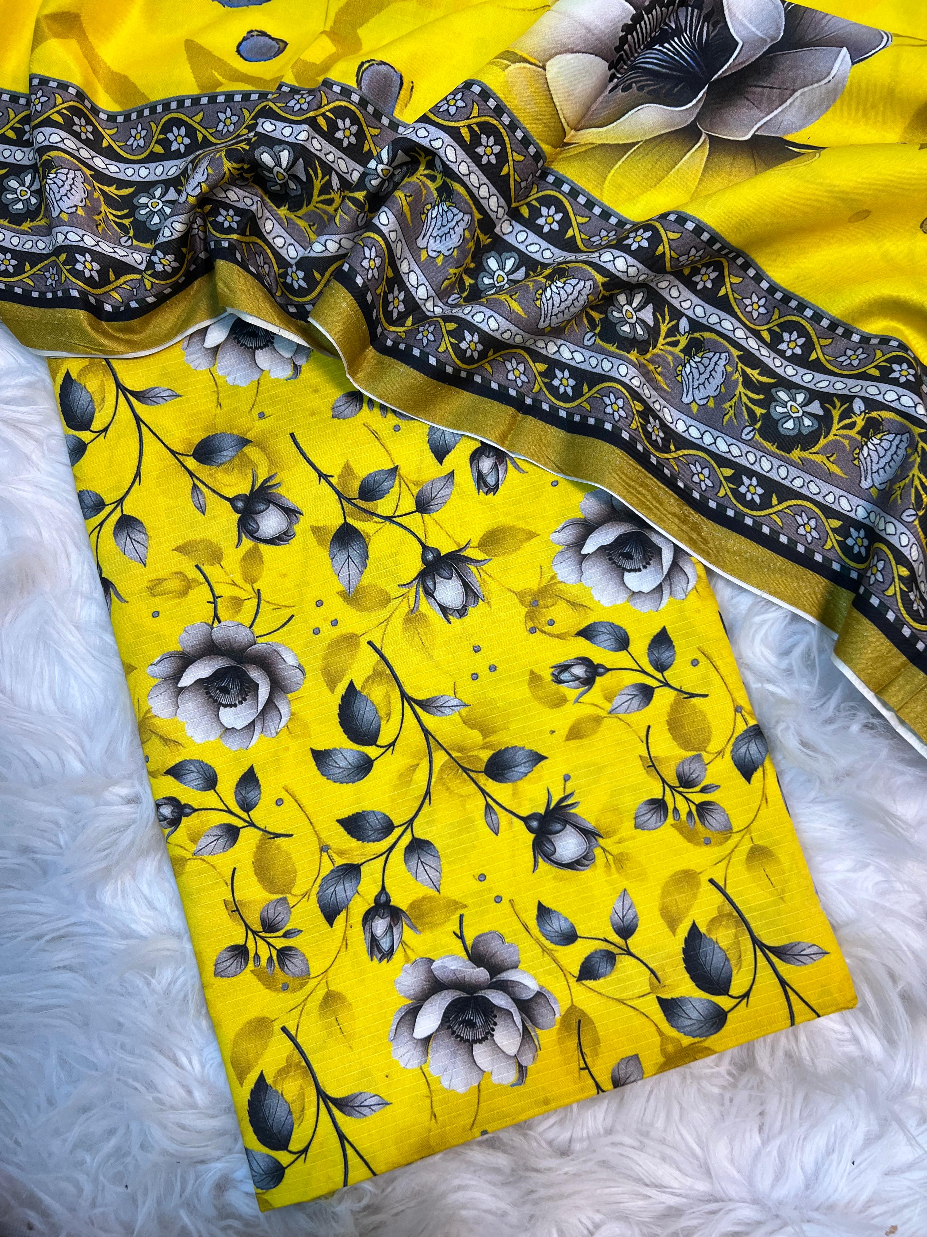 Bana Doria Linen 3PC – Yellow Floral - Silko Store