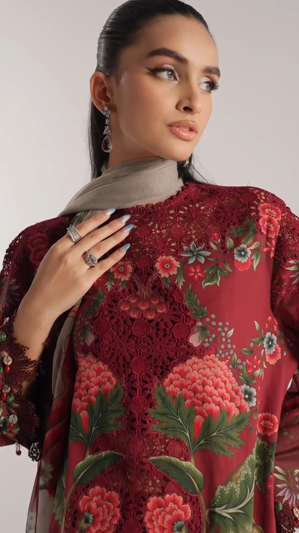 3 Piece Unstitched Embroidered Cambric Suit | MPT-2709-A - My Store